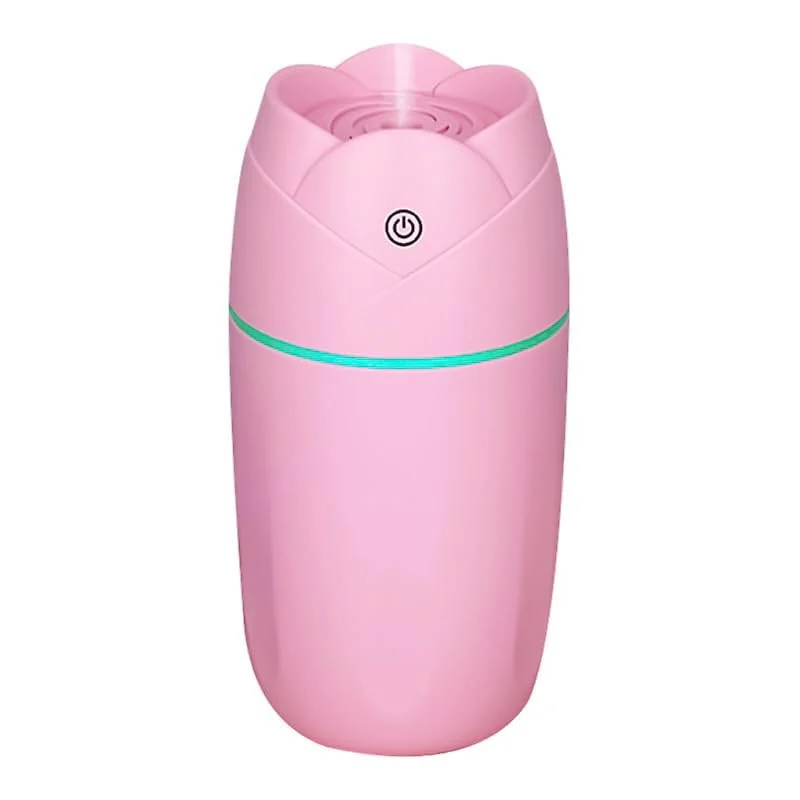 Mobigon Wood Cool Mist Ultrasonic Humidifier for Room Moisture, Aroma Diffuser for Home, 300ml Essential Oil Diffuser with 7 Colorful Night Light, Auto Shut-Off, Home, Office, car - A.Pink