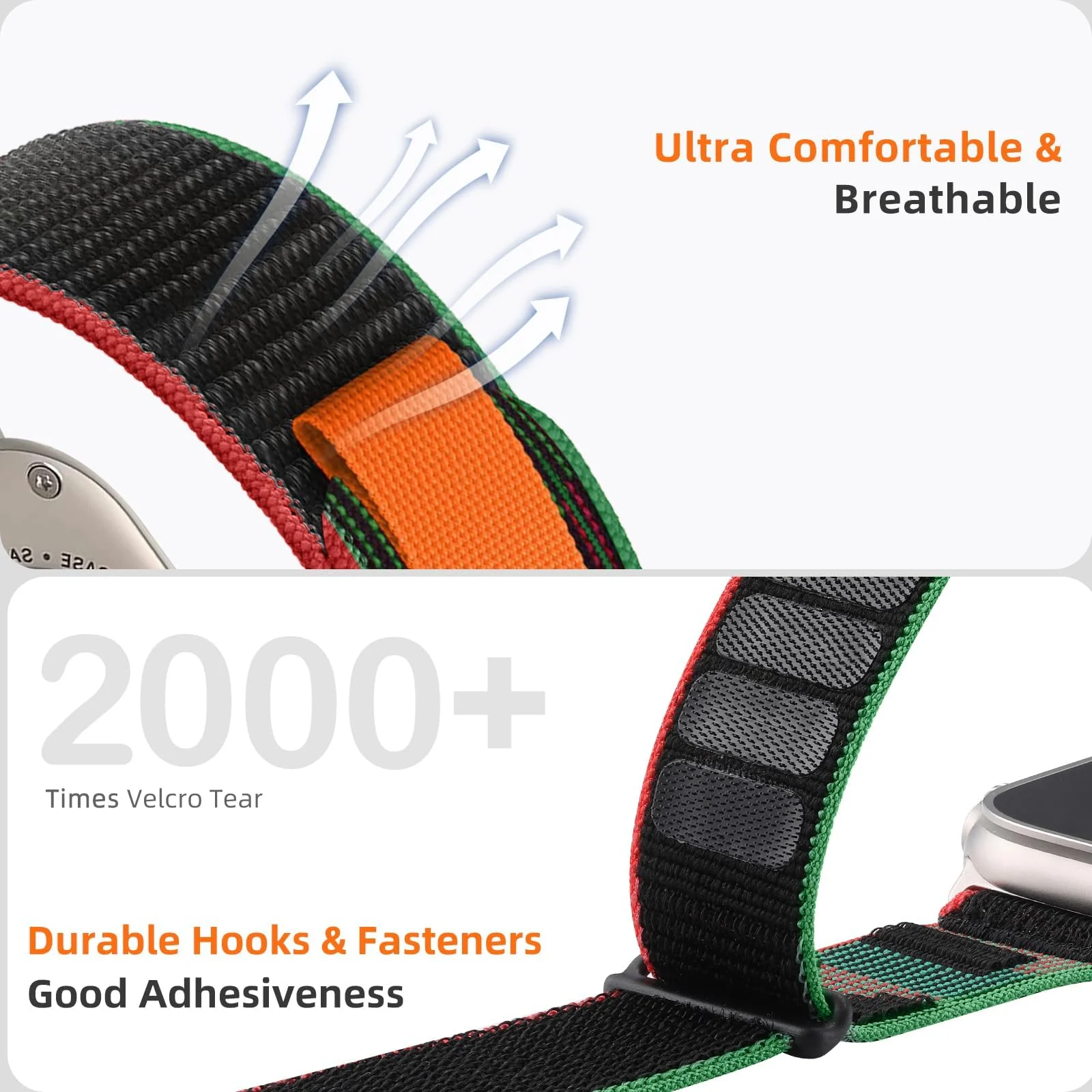 DL3 Mobilak Trail/Alpine Loop Nylon Band Compatible with Apple Watch Ultra 2/Ultra Band 49mm 45mm 44mm 42mm, Adjustable with Metal C-Hook Strap for iWatch Ultra Series 9/8/7/6/5/4/3/2/1/SE2/SE - Black Unity