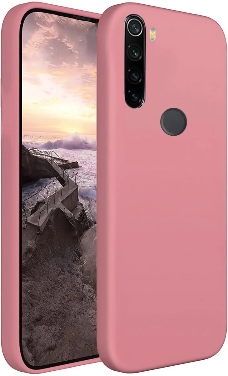 Dl3 Mobilak Xiaomi Redmi Note 8 Case,Soft Flexible Silicone Gel Rubber Bumper Cover,Slim Fit Full Body Shockproof Protective Phone Case (Light Orange)
