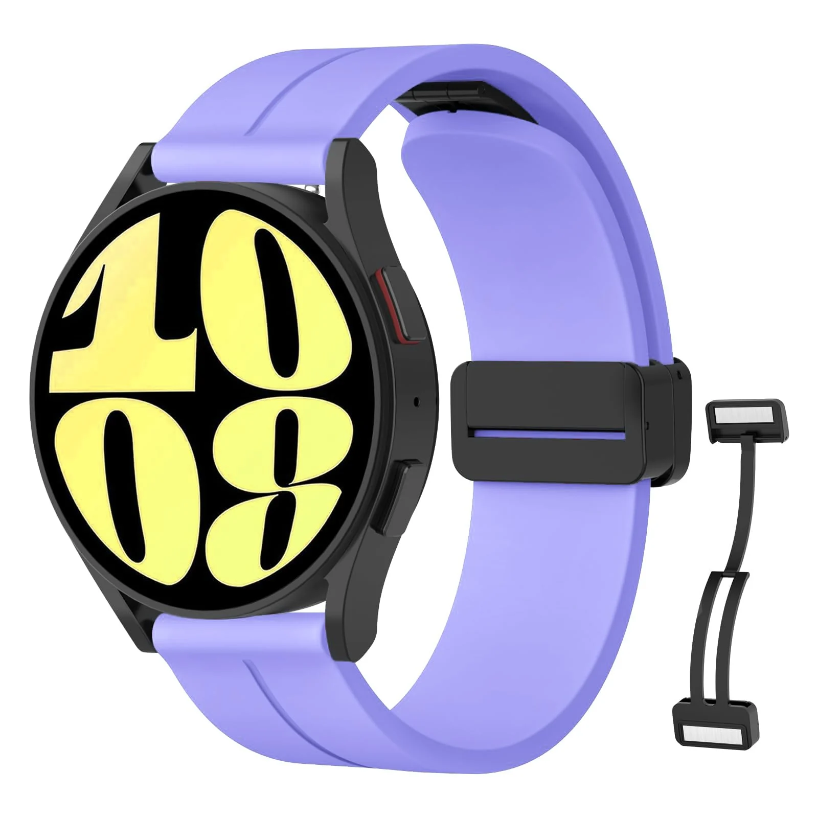 DL3 Mobilak 22MM Silicone Band Magnetic Clasp Strap For Xiaomi Redmi Watch 5 Active/5 Lite/Samsung Galaxy Watch 46mm/Watch 3 45mm/Gear S3/Huawei watch (GT6 GT5 GT4 GT3 GT2 GT 46MM)/GT6 Pro/Amazfit GTR4 - Purple