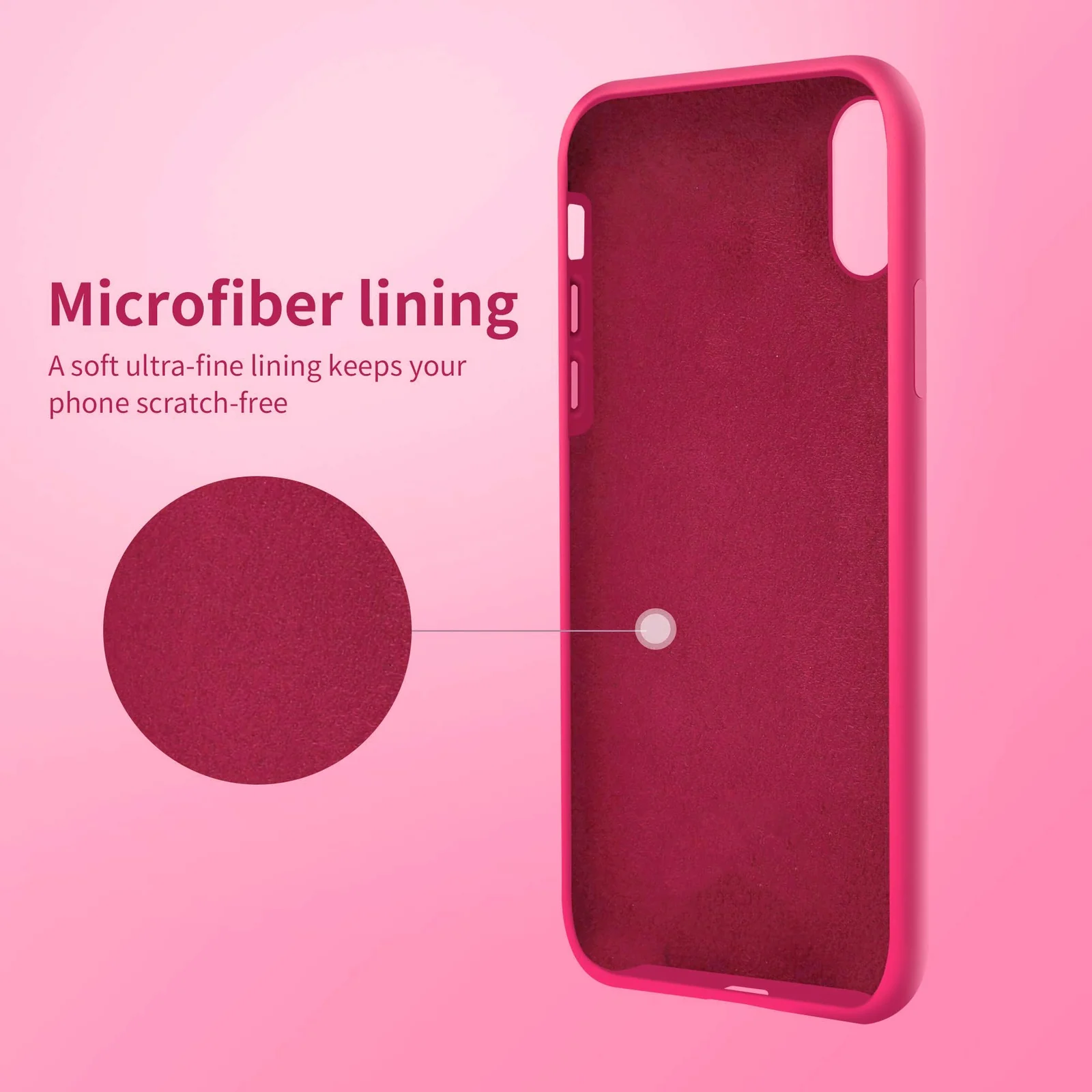 DL3 Mobilak Compatible with iPhone XS Max Case, Liquid Silicone Case, Full Body Protective Cover, Shockproof, Slim Phone Case, Anti-Scratch Soft Microfiber Lining - Neon Pink 2