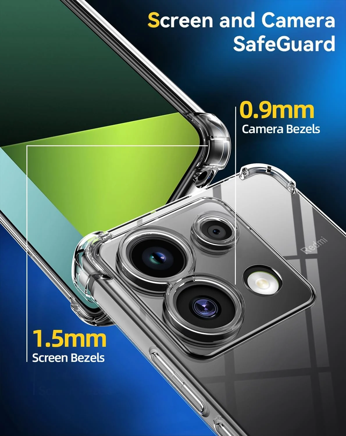 DL3 Mobilak Case Compatible with Xiaomi Redmi Note 13 Pro 4G/Poco M6 Pro 4G (Not Fit 5G), Cover Silicone TPU Gorilla Anti-shock Protector Camera Shockproof Corners - Clear