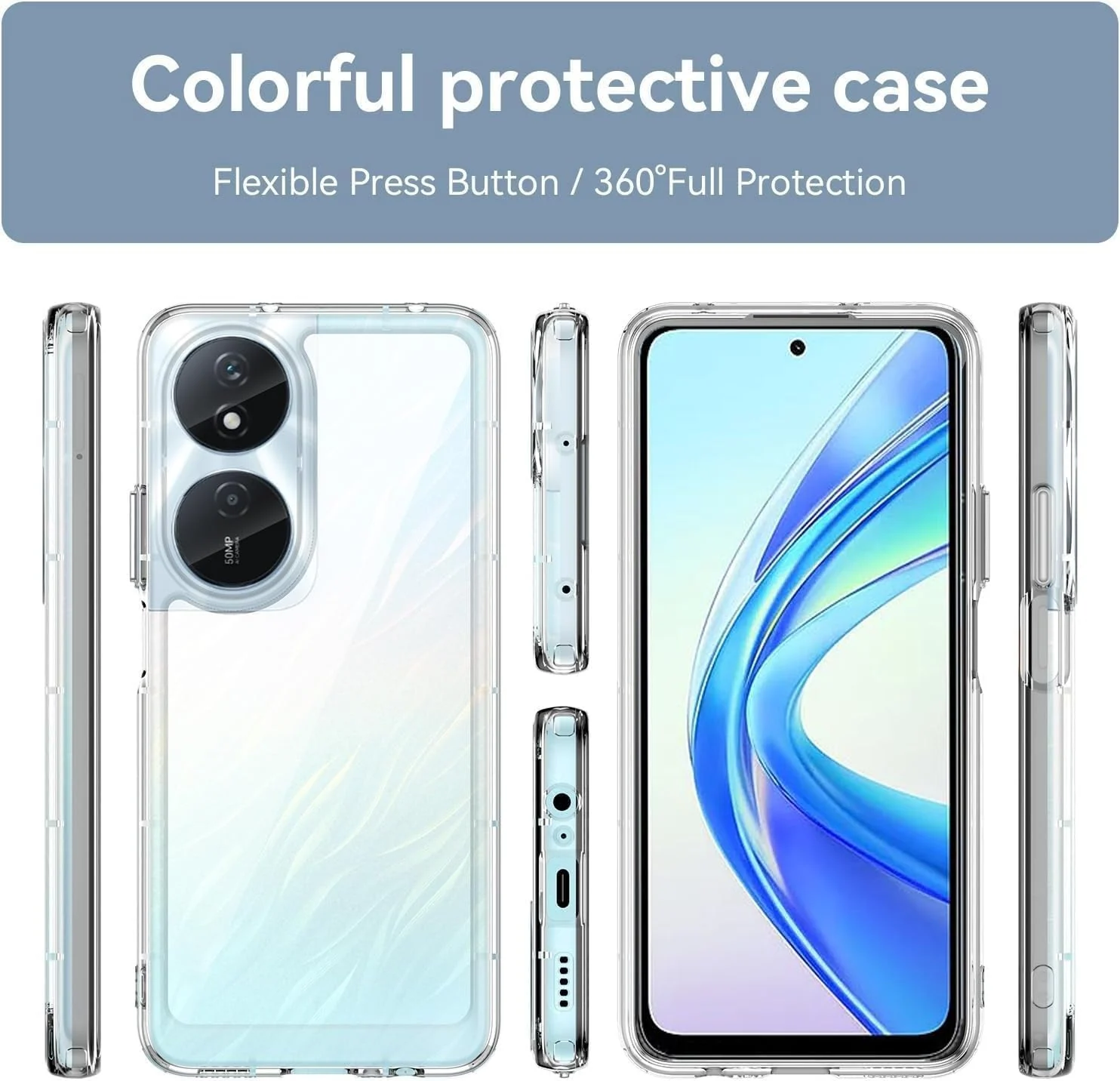 DL3 Mobilak Case Compatible with Honor X7b, Case Crystal Soft TPU Gel Case Flexible Silicone Anti-Scratch Camera Protection TPU Cover - Clear
