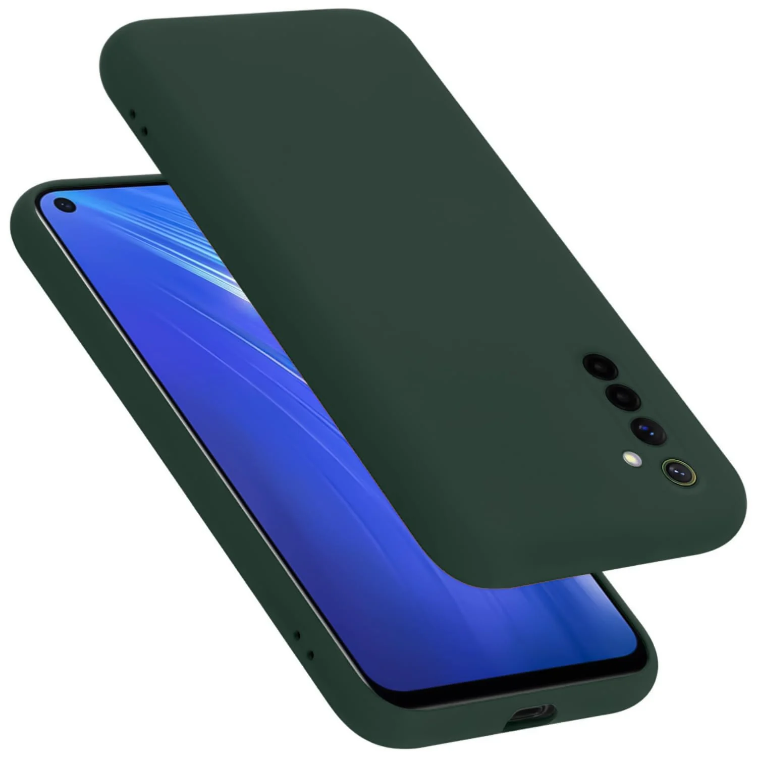 DL3 Mobilak Liquid Silicone Protective Case with Soft Microfiber Lining with Full Camera Protection for realme 6 Pro - Green