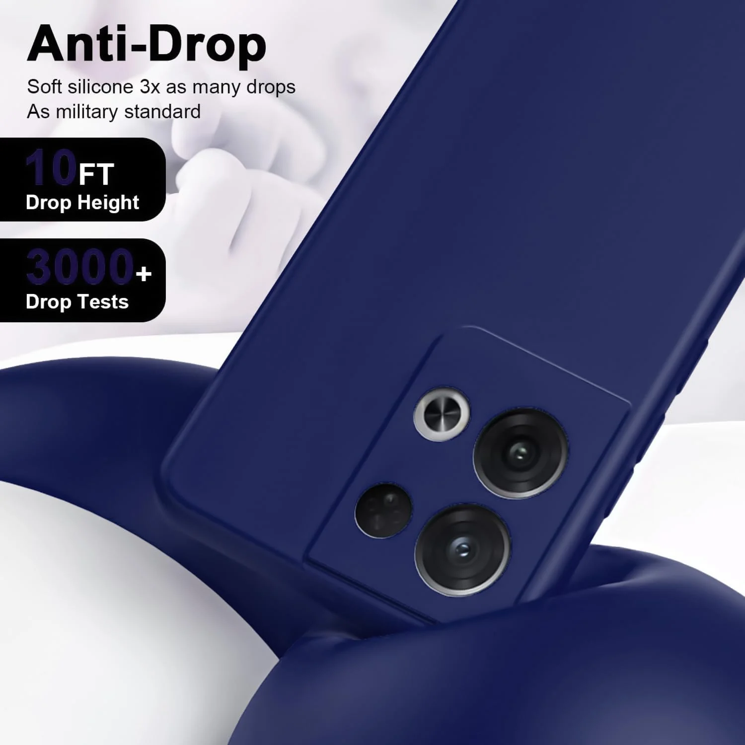 DL3 Mobilak Liquid Silicone Protective Case with Soft Microfiber Lining with Full Camera Protection for OPPO Reno 8 Pro 5G / Reno8 Pro+ Plus 5G - Blue 2