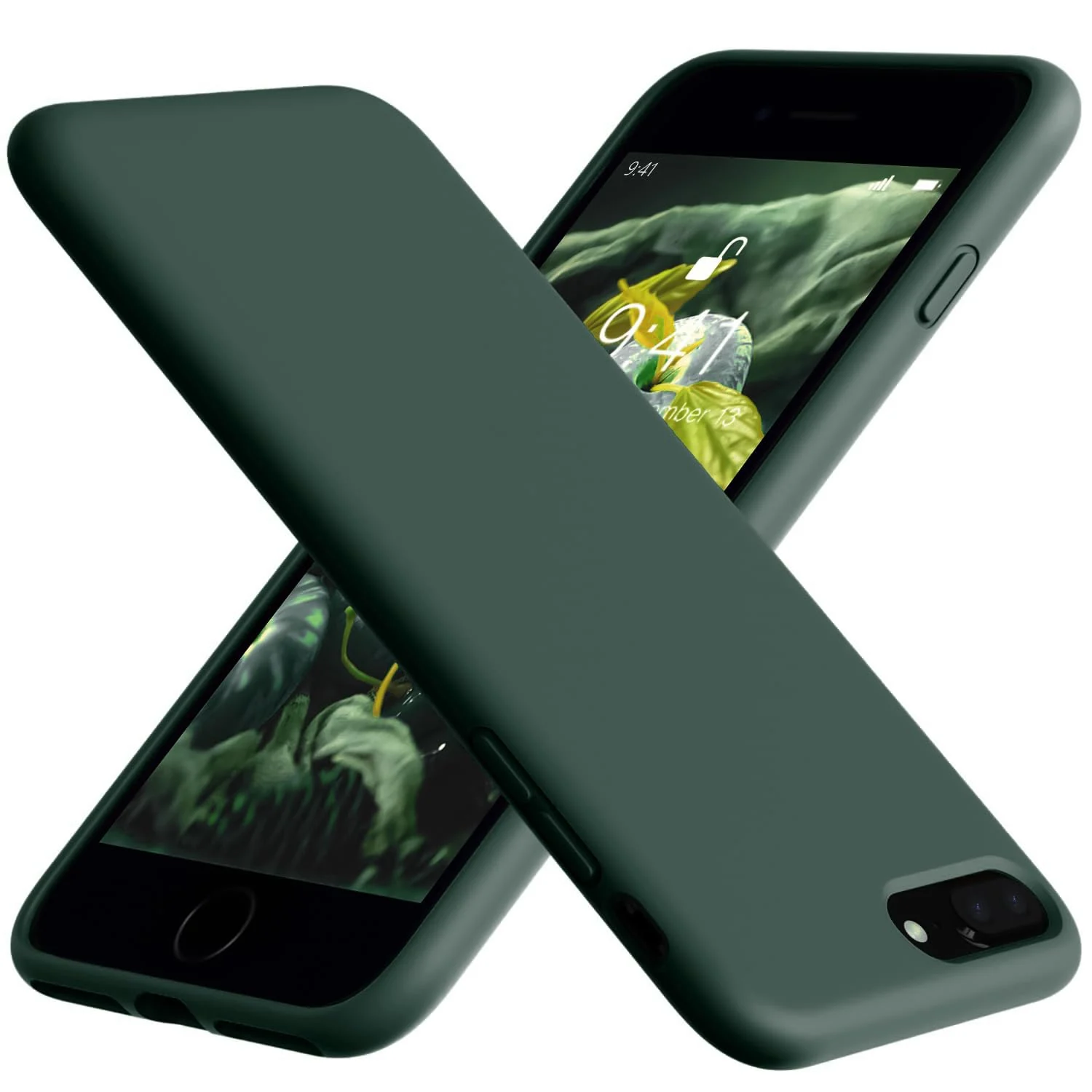 DL3 Mobilak Compatible with iPhone 7 Plus/iPhone 8 Plus Case, Liquid Silicone Case, Full Body Protective Cover, Shockproof, Slim Phone Case, Anti-Scratch Soft Microfiber Lining - Green
