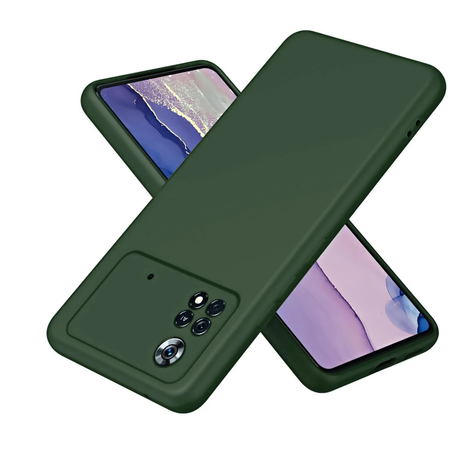 DL3 Mobilak Liquid Silicone Protective Case with Soft Microfiber Lining with Full Camera Protection for Xiaomi Poco X4 Pro 5G - Green