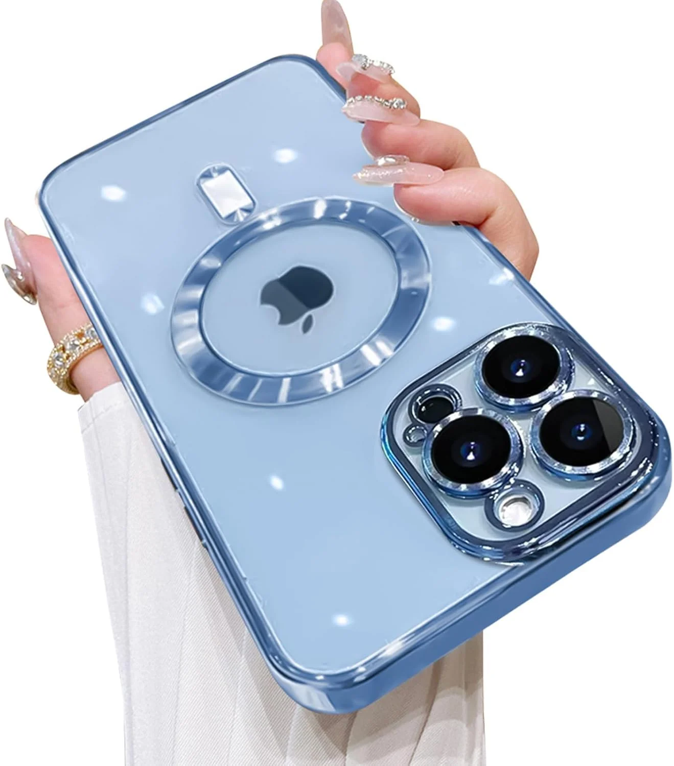 DL3 Mobilak Clear MagSafe-Compatible Magnetic Case for iPhone 11 Pro with Camera Protection and Shockproof Design - Sierra Blue