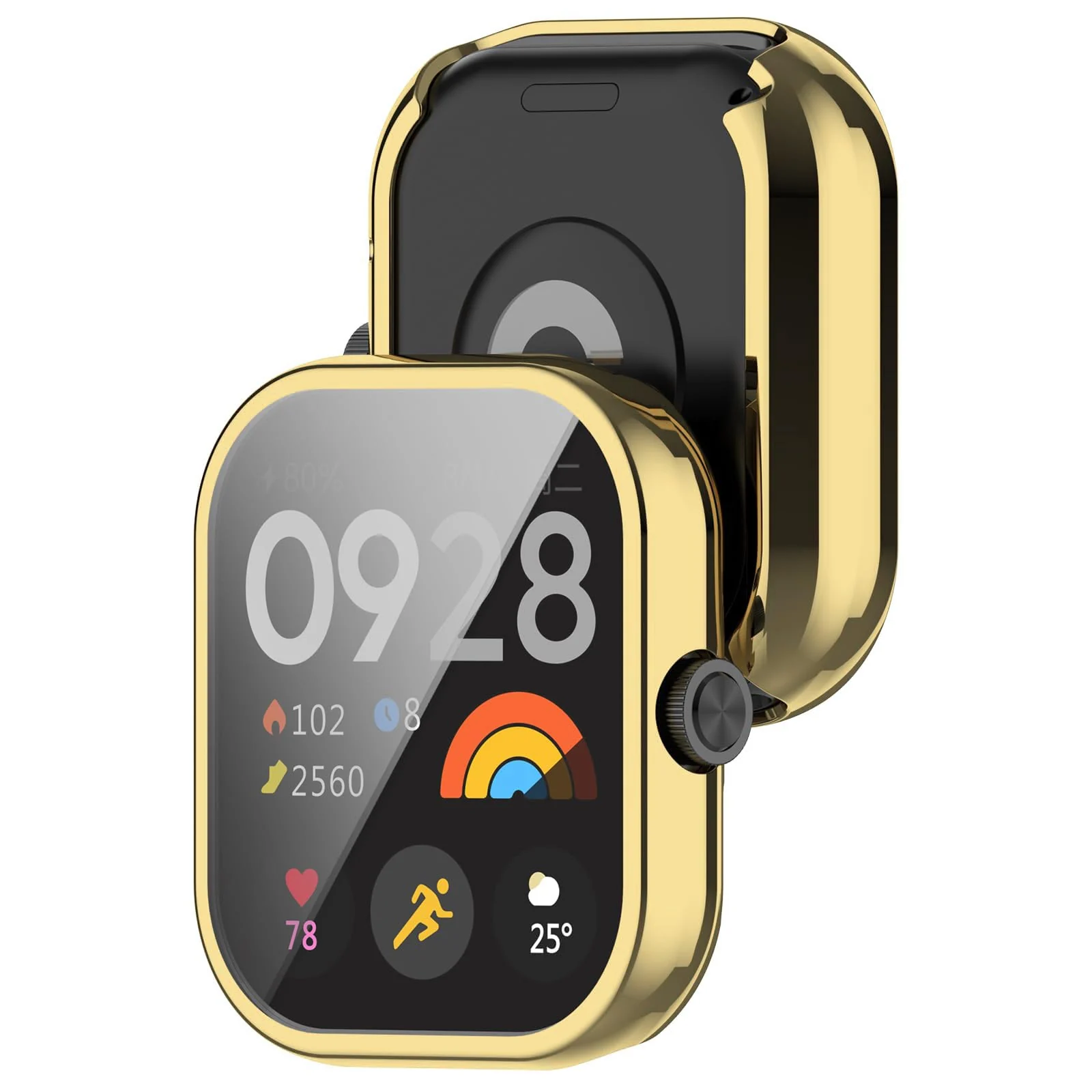 DL3 Mobilak Case Compatible with Xiaomi Redmi Watch 4 Case All-Around with Built-in Screen Protector Watch Soft TPU Shockproof Cover Slim Guard Thin Bumper Shell Protector - Gold