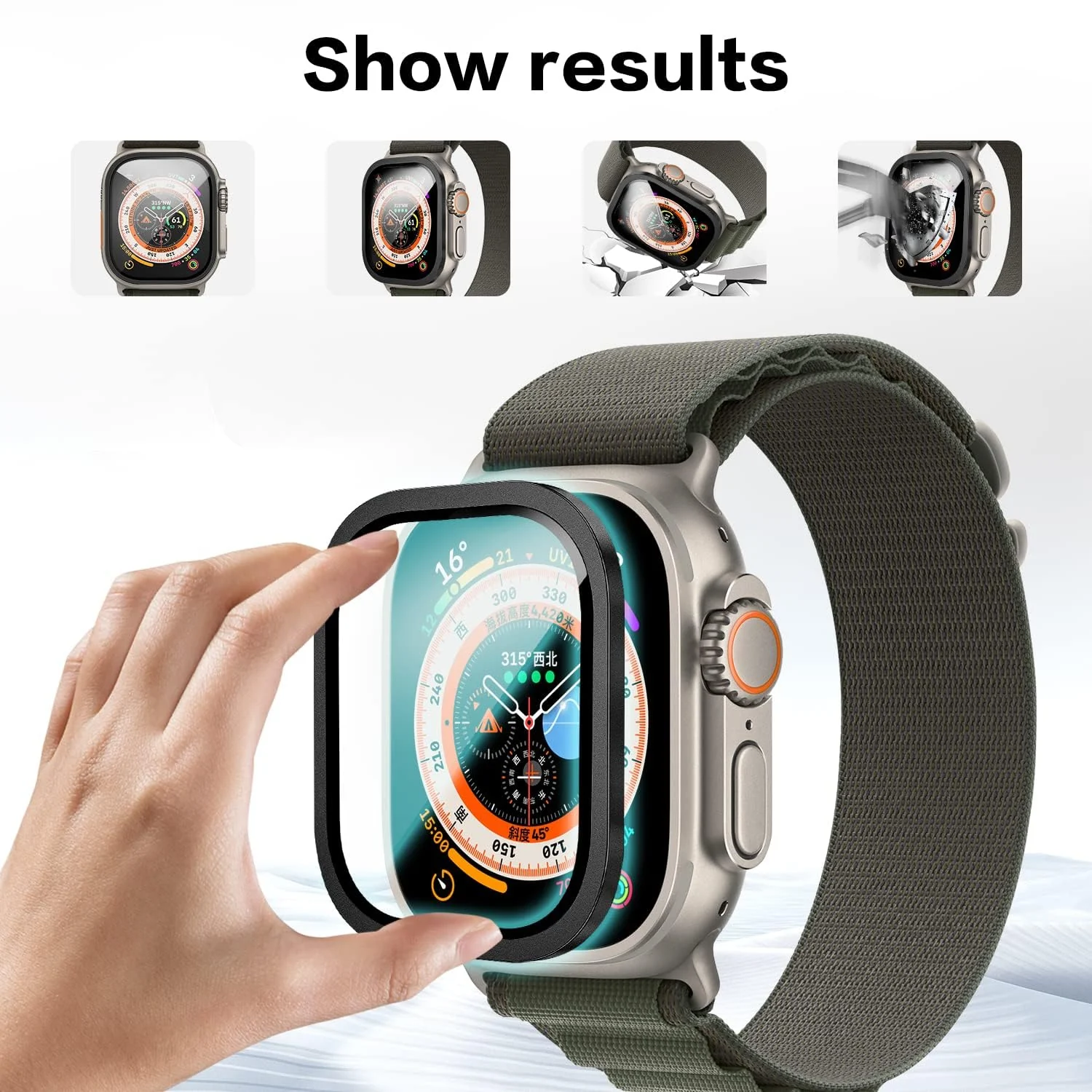 DL3 Mobilak Compatible for Apple Watch Ultra 2/Ultra 49mm Screen Protector 49mm, Titanium Alloy Frame Built-in 9H Tempered Glass Film, Lightweight Metal Case for iWatch 49mm - Black