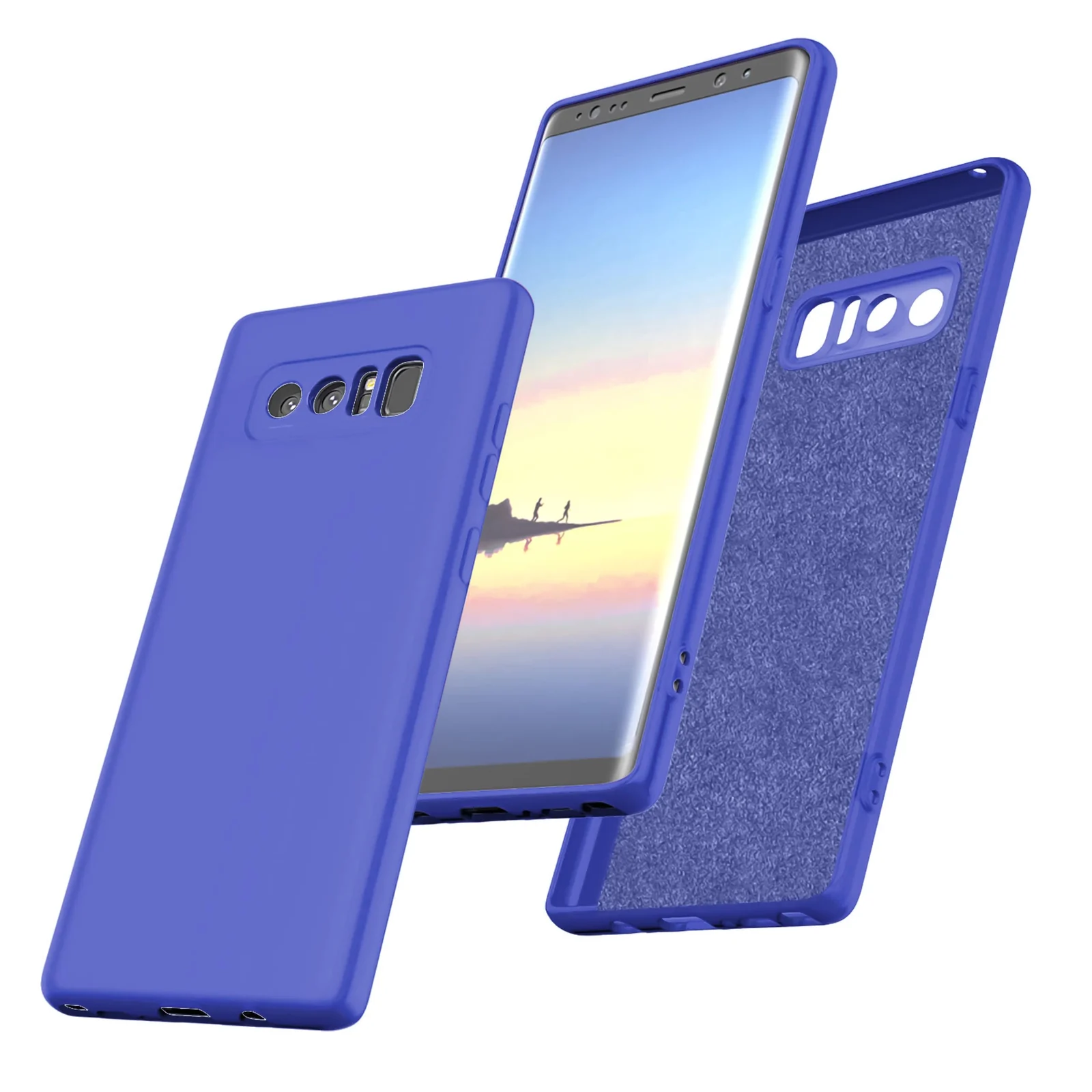 DL3 Mobilak Liquid Silicone Protective Case with Soft Microfiber Lining with Full Camera Protection for Samsung Galaxy Note 8 - Light Blue