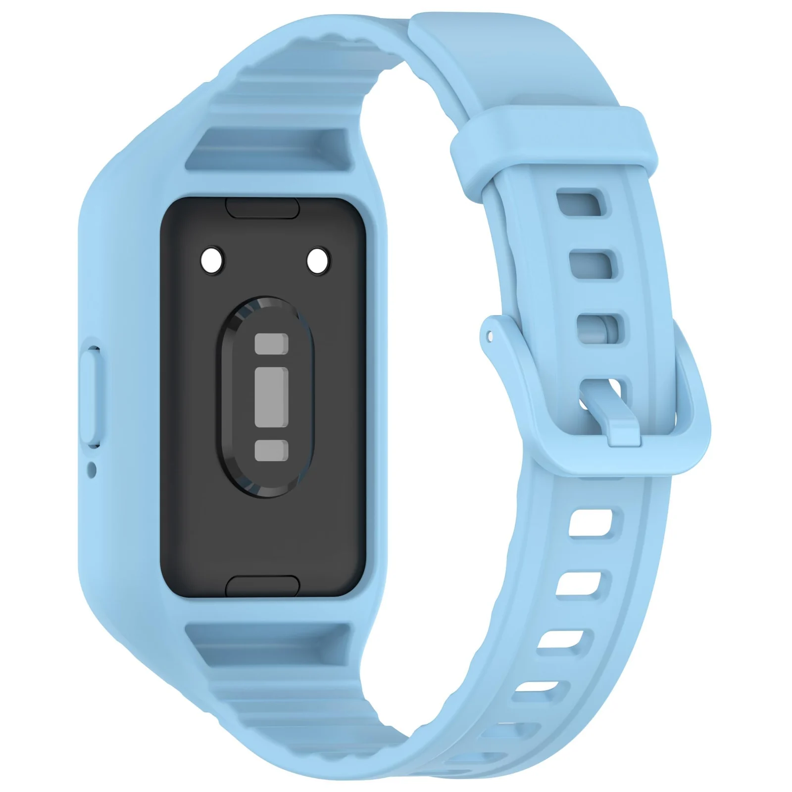 DL3 Mobilak Strap Compatible with Samsung Galaxy Fit 3 SM-R390, Silicone Sport Band Replacement Watchband with Bumper Case for Samsung Galaxy Fit 3, Adjustable Wristband - Sky Blue
