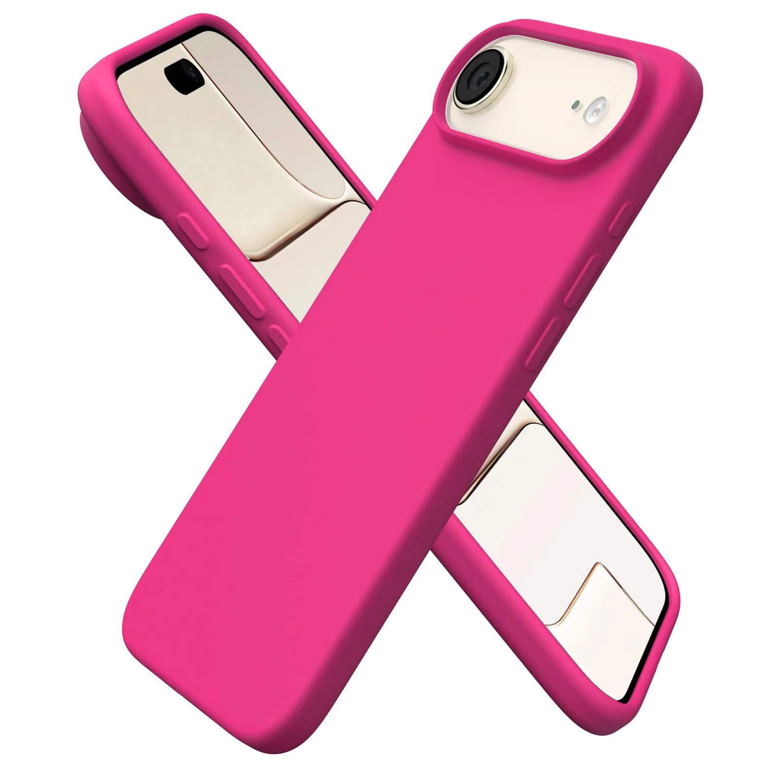 DL3 Mobilak Liquid Silicone Protective Case for iPhone 17 Air 6.5-Inch with Microfiber Lining and Shockproof Design - Fuchsia