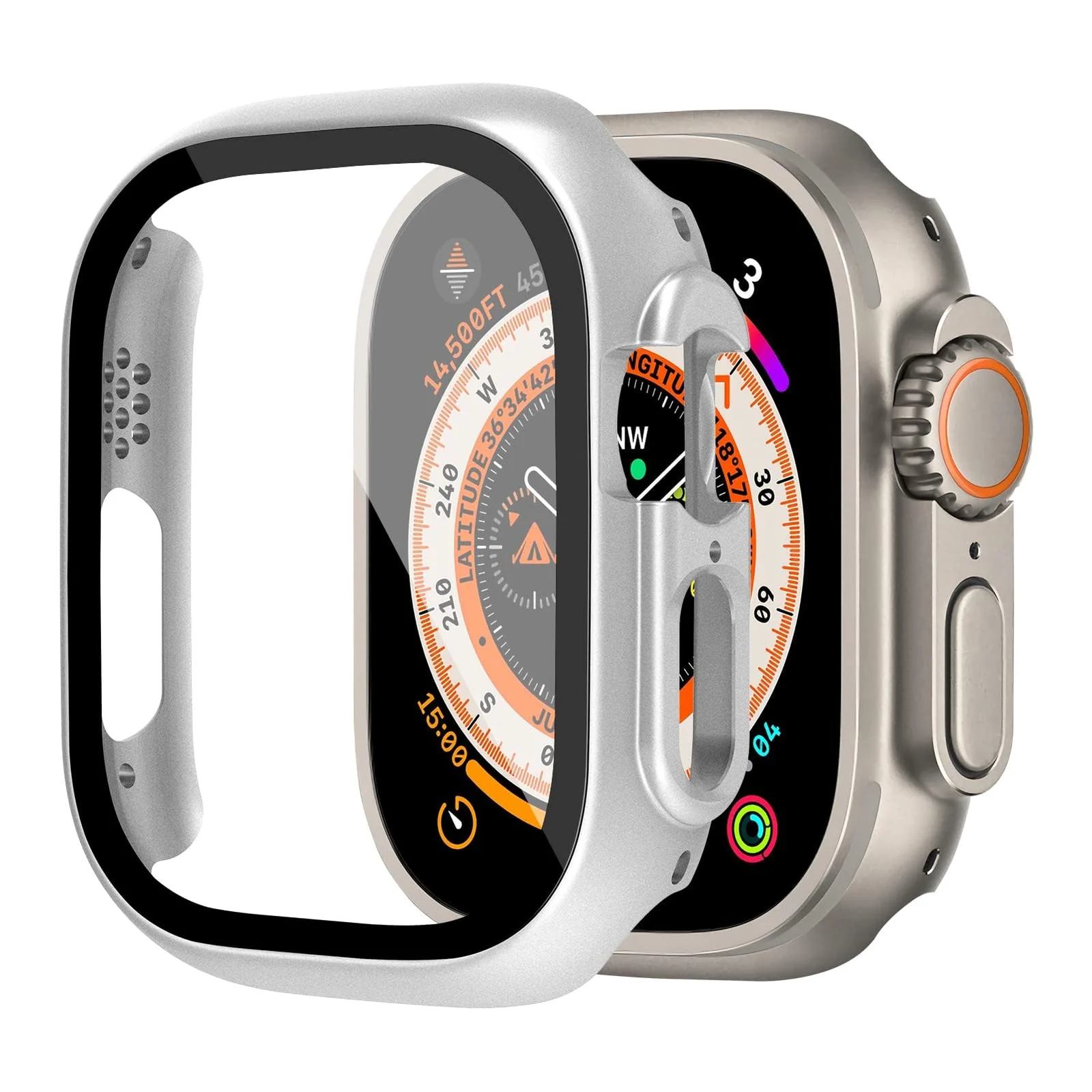 DL3 Mobilak Stainless Steel Band with Case Compatible with Apple Watch Ultra 49mm, Men Woman Business Metal Strap with Protective Bumper Cover for Apple Watch Ultra 2 Ultra 49mm - Rose Gold
