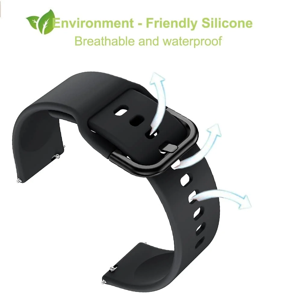 DL3 MOBILAK Silicone Buckle Bands 22MM Strap Compatible with Samsung galaxy watch3 45mm/galaxy 46mm/Gear S3/Huawei watch GT3 46MM/GT2E/GT2 Pro/GT GT2 46MM/Honor Magic Watch2 46mm/Compatible - Black