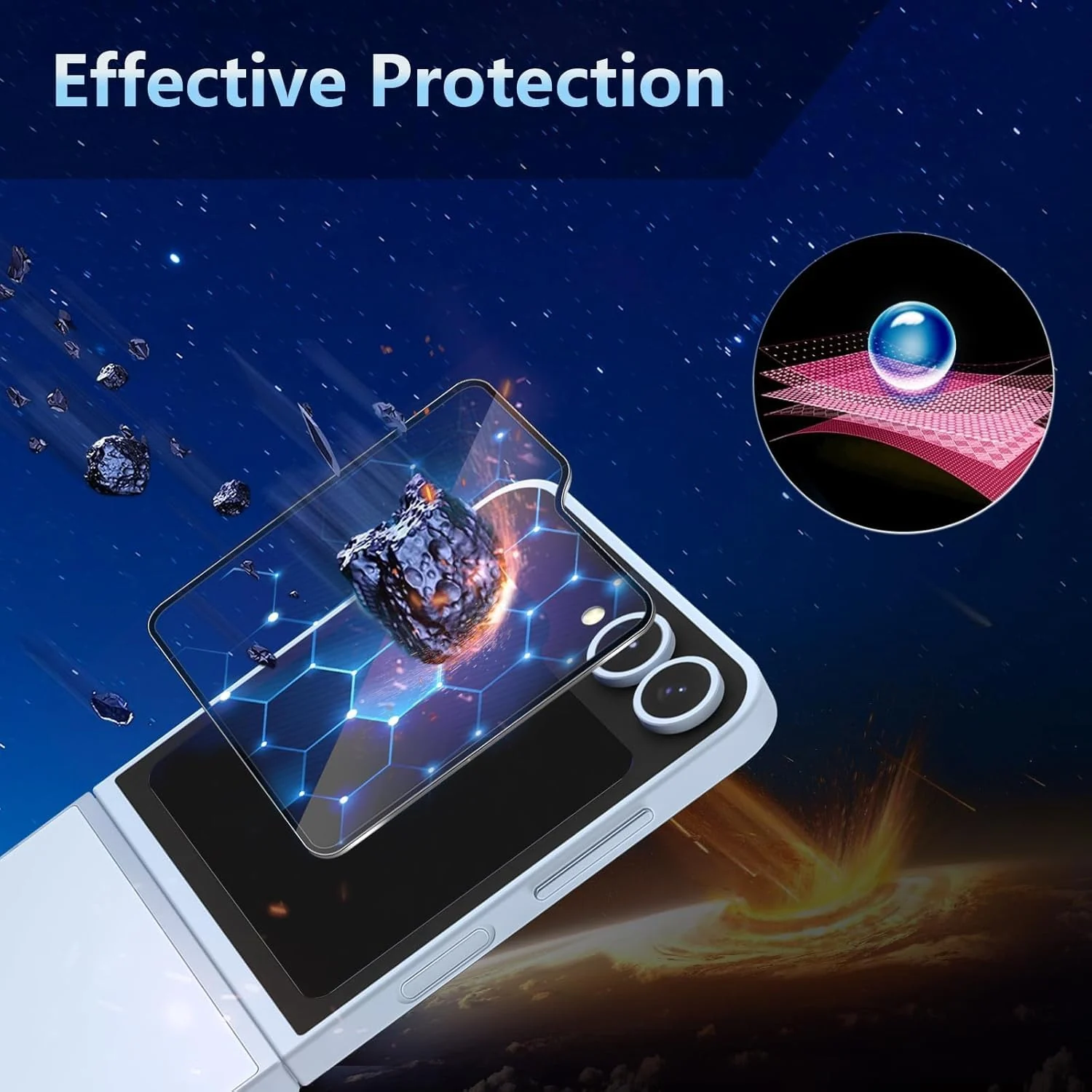 DL3 Mobilak Screen Protector for Samsung Galaxy Z Flip 6, Tempered Glass Screen Saver Premium HD Protective, Scratch Resistant, NO-Bubble, 9H Hardness, Full Coverage Film - Clear