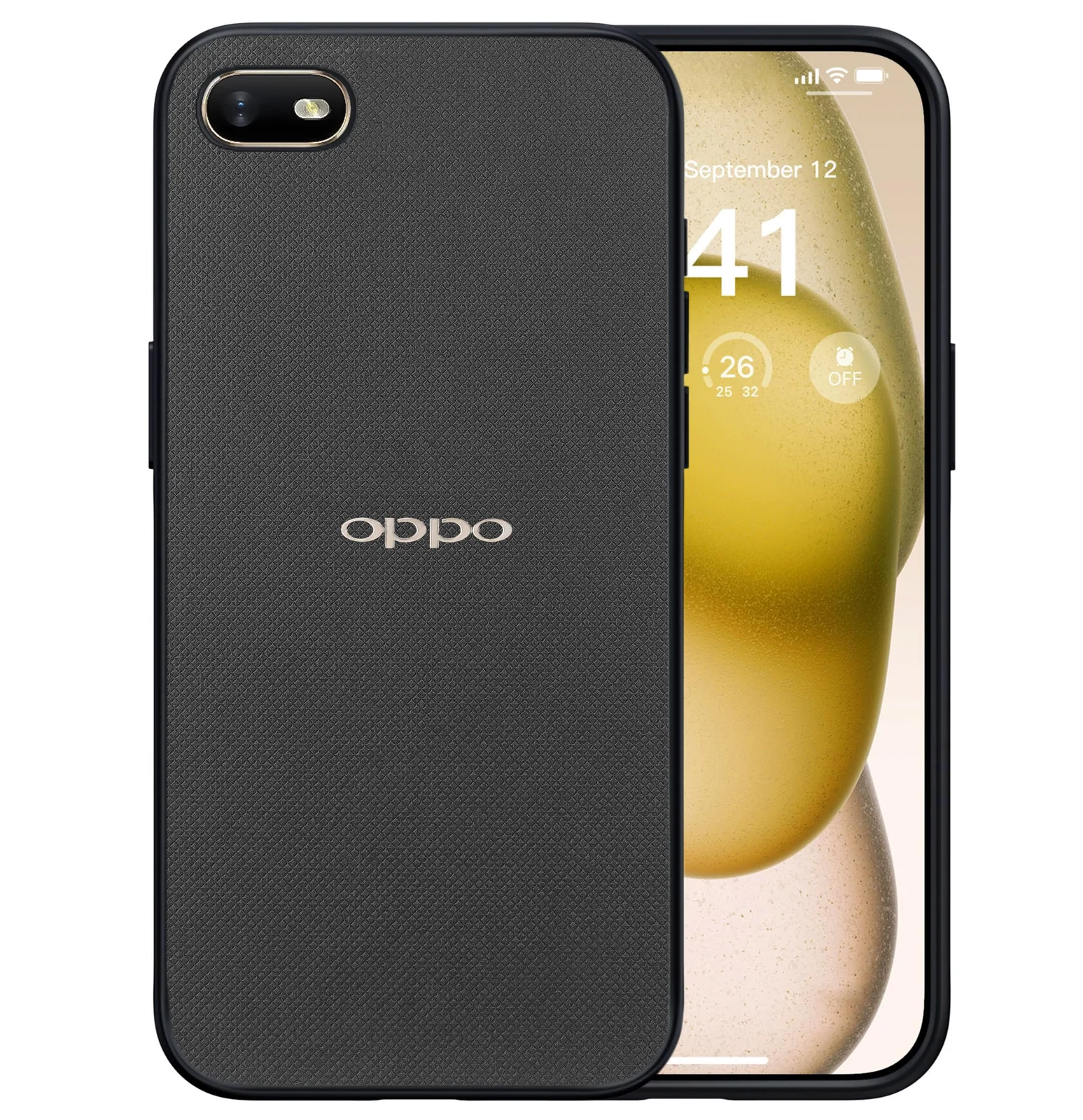Dl3 Mobilak Compatible with Oppo A1K / Realme C2 Case Dual Layer Heavy Duty Cell Phone Protective Cover Shockproof Rugged with Non-Slip Textured - Black