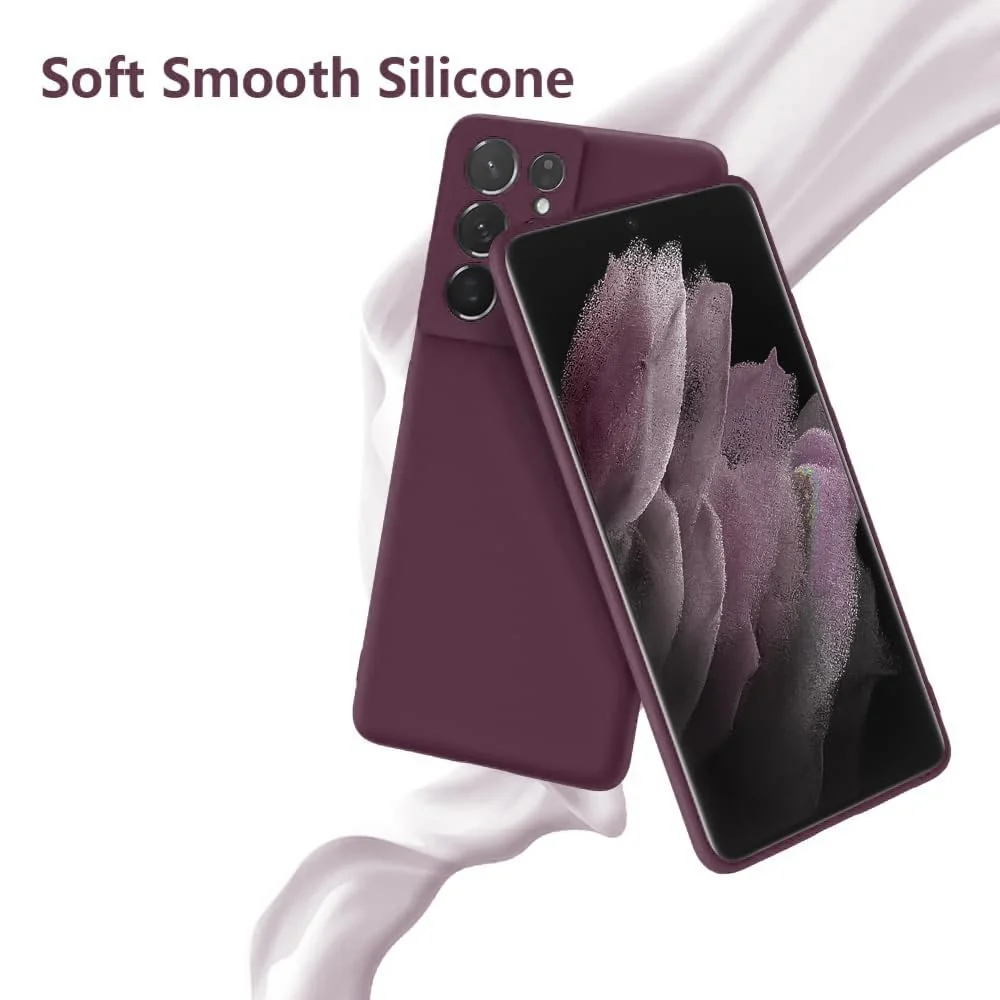 DL3 Mobilak Soft Silicone Gel Bumper Case for Samsung Galaxy S21 Ultra 5G - Wine Red