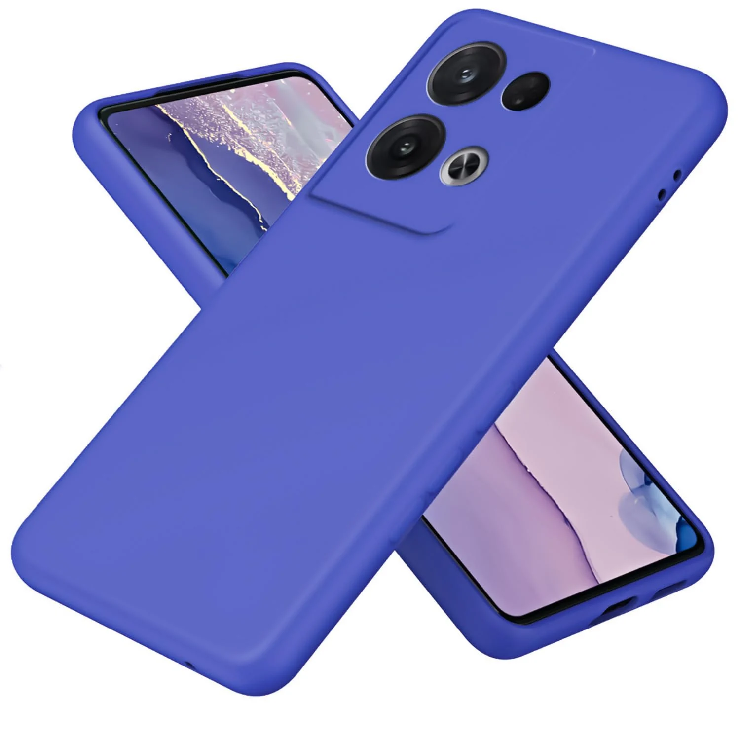 DL3 Mobilak OPPO Reno 8 5G Case, Soft Flexible Liquid Silicone Gel Rubber Bumper Cover, Full Body Shockproof Protective Phone Case - Light Blue
