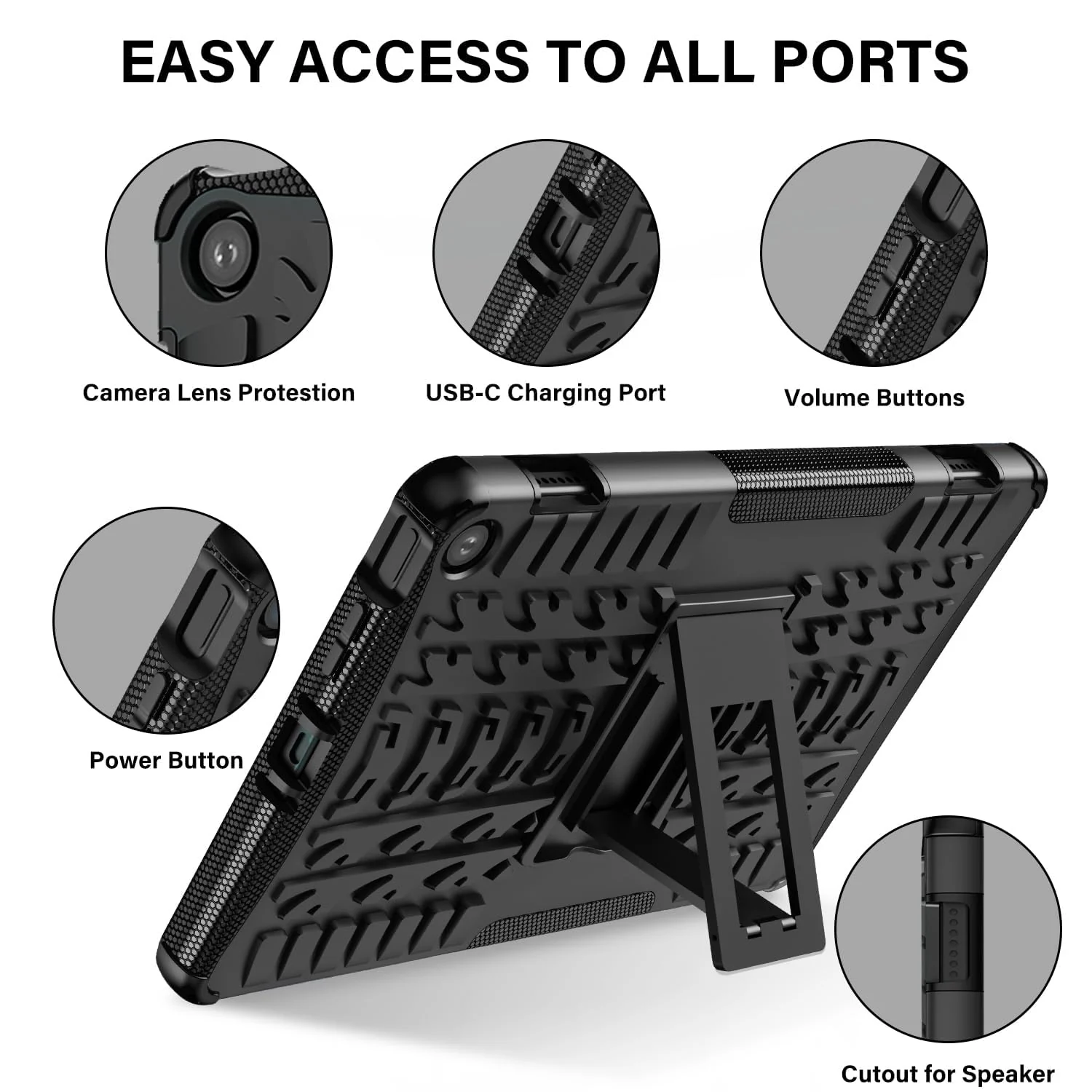 DL3 Mobilak Case For Samsung Galaxy Tab A8 10.5 Inch 2021(-X200/-X205/-X207), Hybrid Rugged Armor Heavy Duty 2 in 1 TPU + PC Combo Dual Layer Shockproof Case with Kickstand - Black