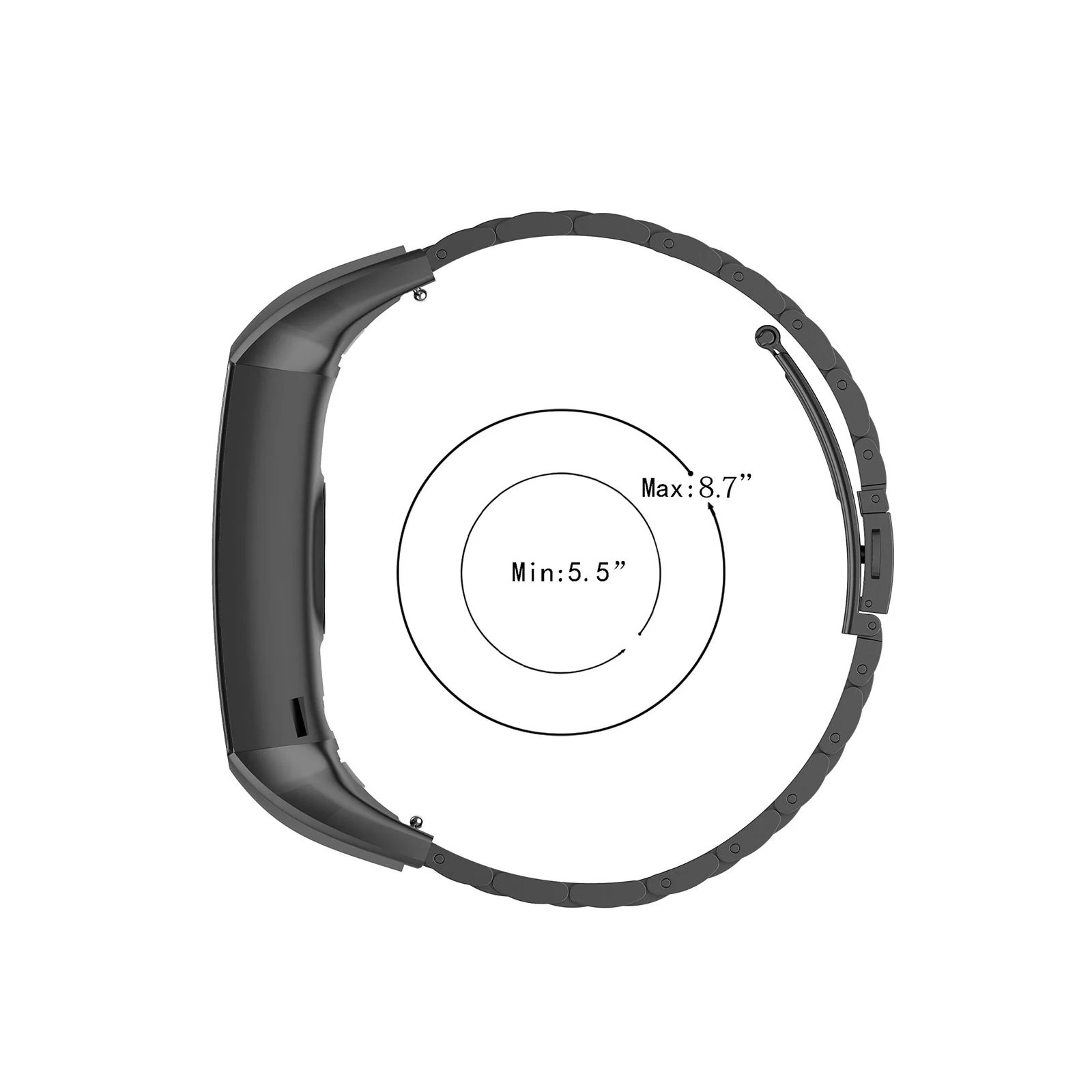 DL3 Mobilak Metal Strap Compatible With HONOR Band 5 and 4 - Adjustable Stainless Steel Buckle Wristband Replacement for Honor Band 5/4 - Black