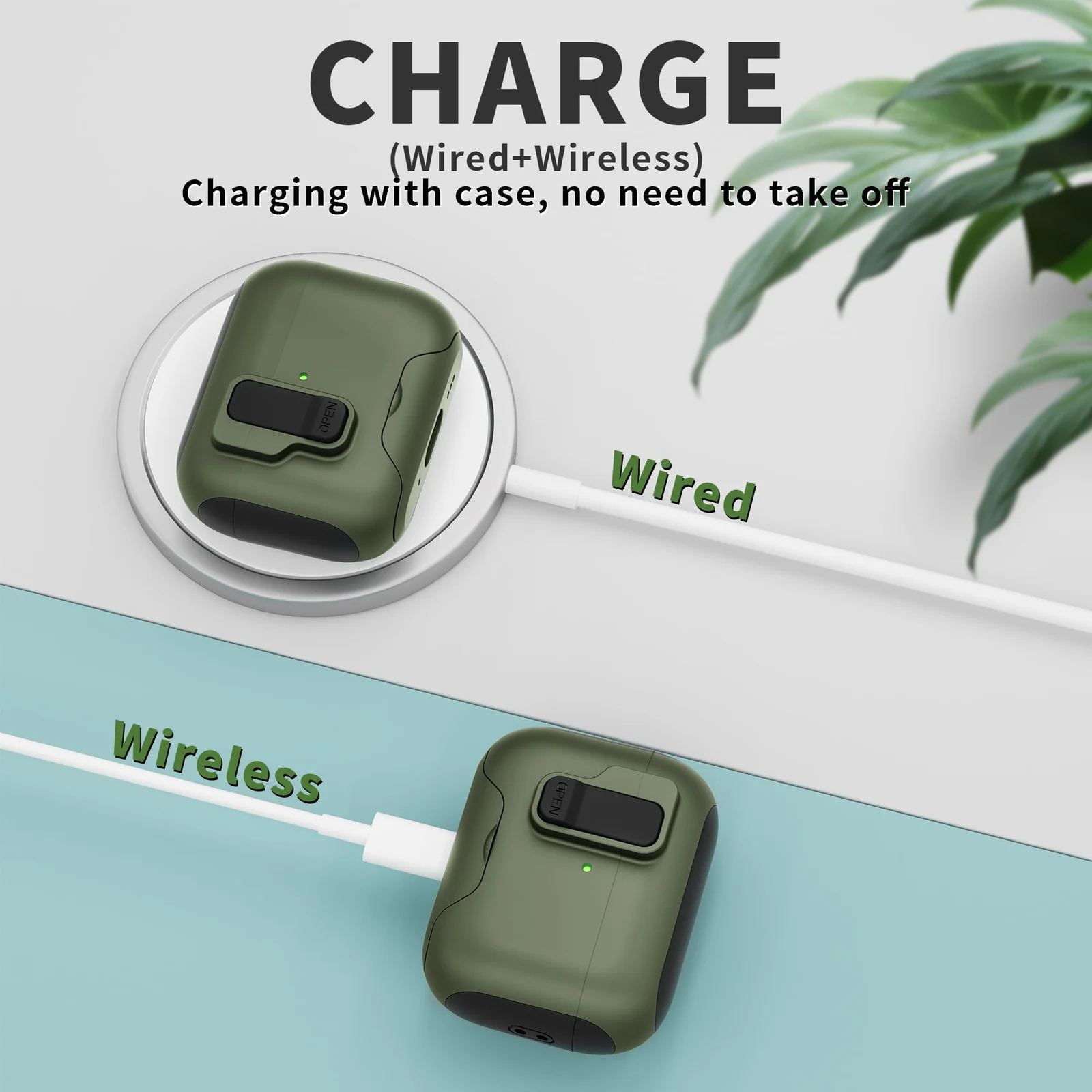 DL3 Mobilak Case for Airpod Pro Case Cover with Lock, Compatible with AirPods Pro 2nd Generation/1st Generation (2023/2022/2019), Shockproof Cover for AirPods Pro 2 Case Men Women - Olive Green Black
