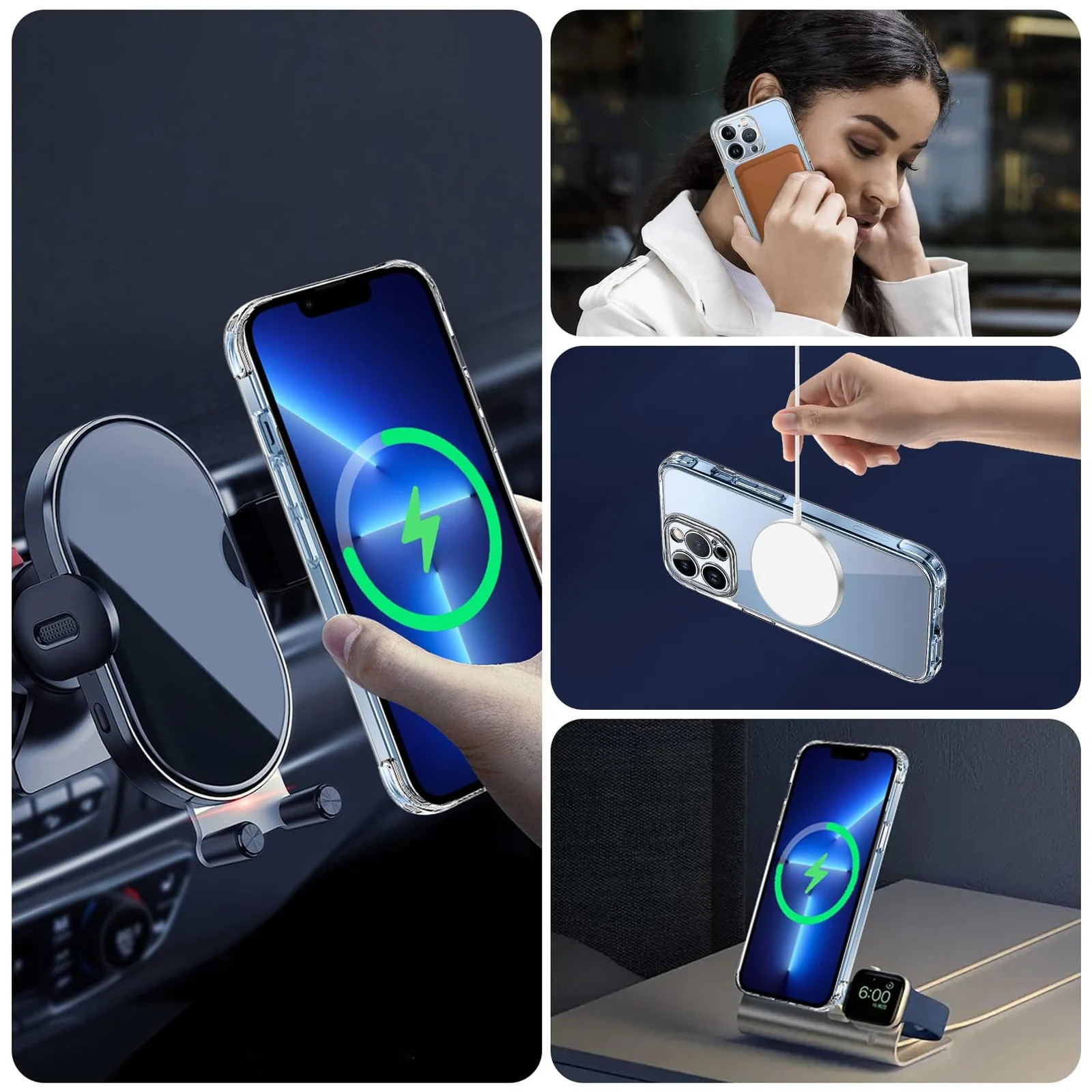DL3 Mobilak Clear MagSafe-Compatible Magnetic Case for iPhone 13 Pro Max with Camera Protection and Shockproof Design - Clear