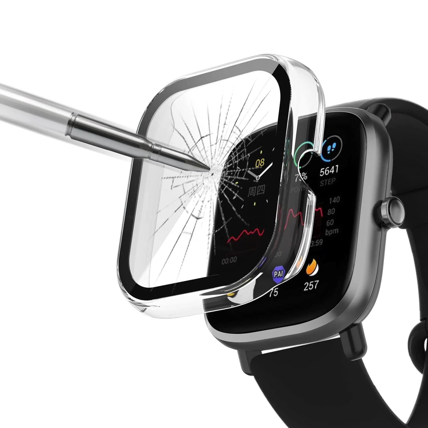 DL3 Mobilak Protective Case Compatible with Amazfit GTS 2 Mini 9H Hardness PC Case Bumper Full Slim Protective Cover with Tempered Glass For Amazfit GTS2 Mini - Clear