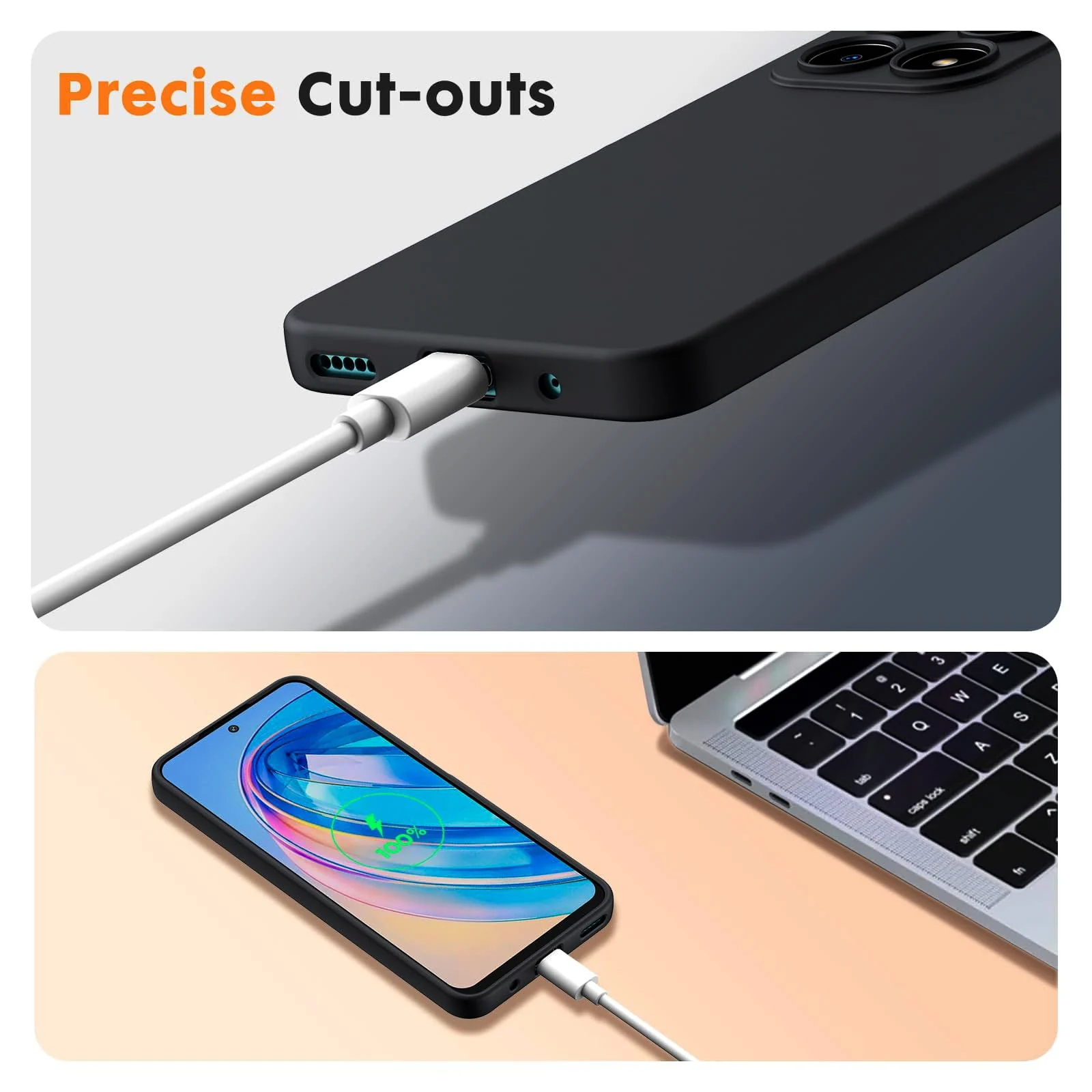 DL3 Mobilak Liquid Silicone Case for Honor X8a, Not compatible with MagSafe, Supports wireless charging, Camera protection - Black