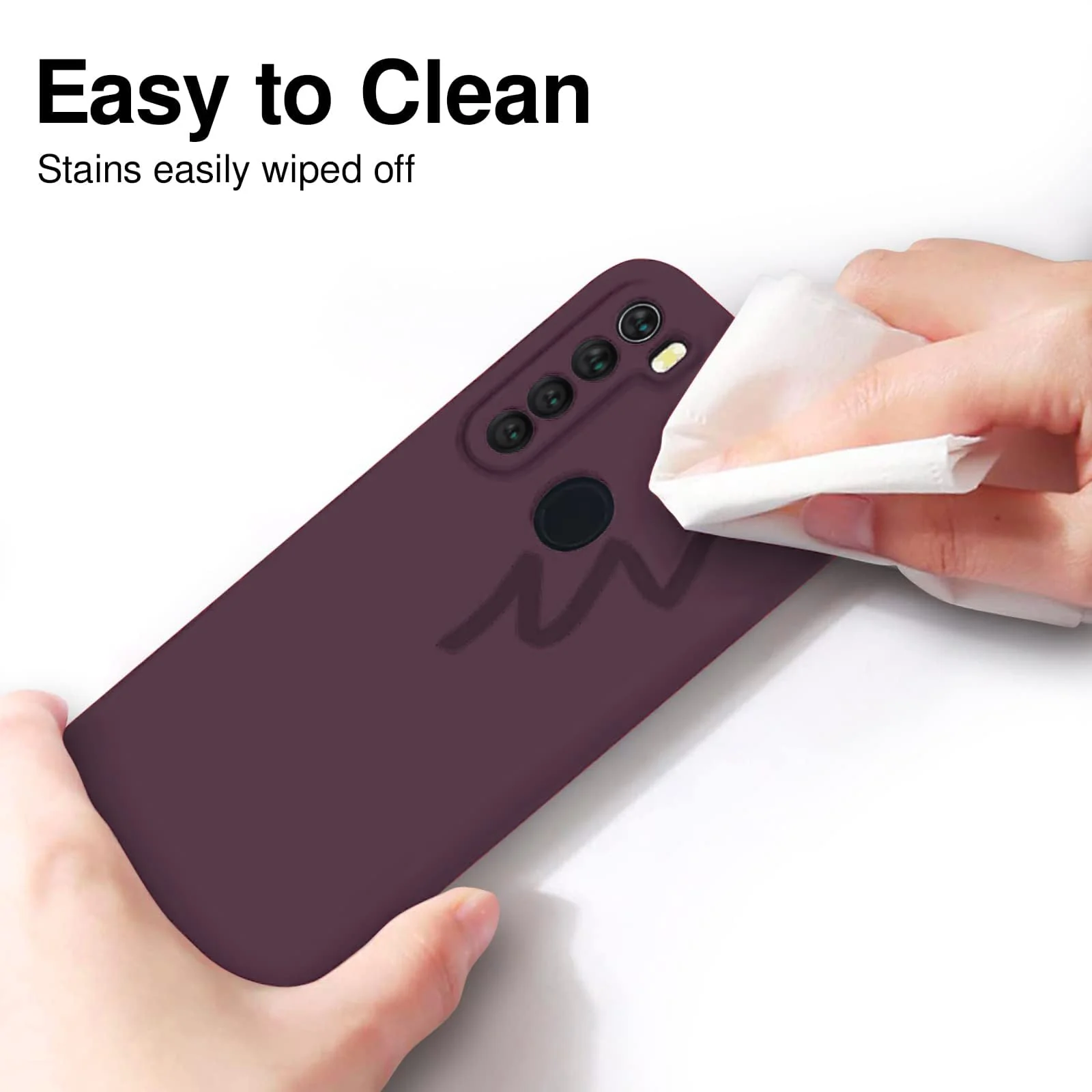 DL3 Mobilak Silicone Protective Case for Xiaomi Redmi Note 8, Shock-absorbing protection, Scratch-resistant surface, Soft microfiber lining - Wine Red