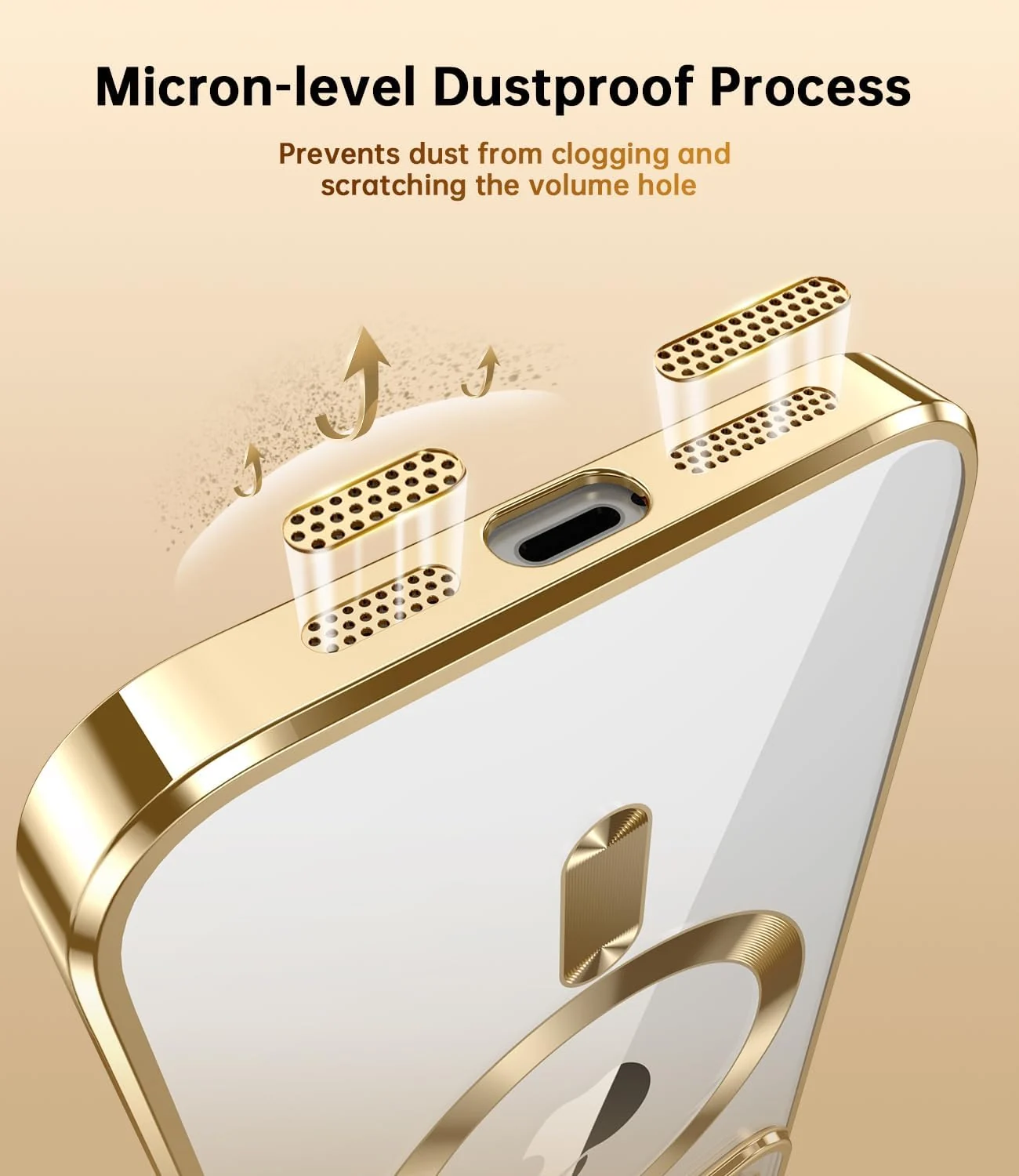 DL3 MOBILAK MagSafe Phone Case with Camera Lens Protector for Apple iPhone 14, Gold