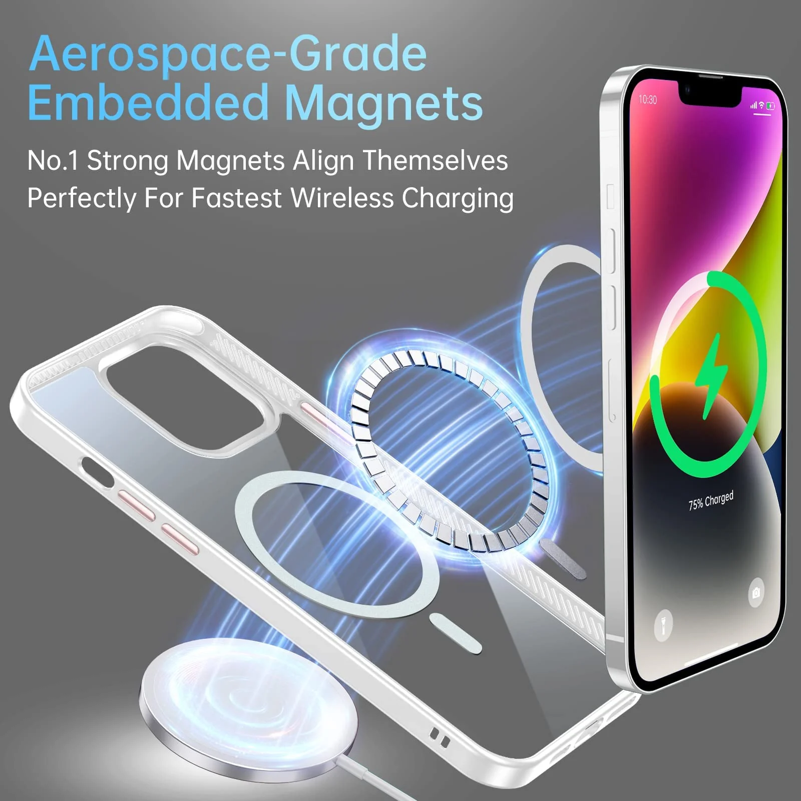 DL3 MOBILAK Case Magnetic Crystal Clear for iPhone 15+ Plus/iPhone 14 Plus 6.7-Inch Case, [Compatible with MagSafe] Slim Phone Case Thin Cover - White