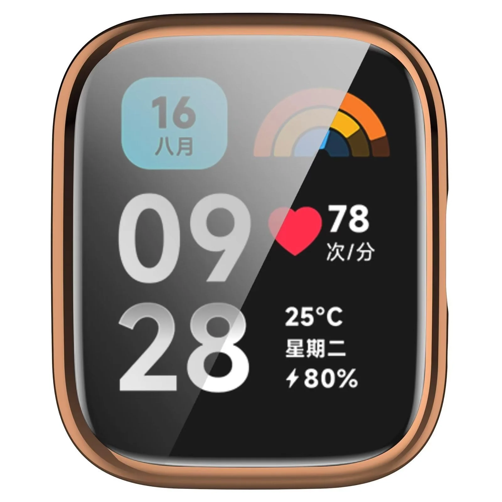 DL3 Mobilak Case for Xiaomi Redmi Watch 3 Lite/Active With Built-in Screen Protector, All-Around Soft TPU Shockproof Cover, Slim Guard Thin Bumper Shell Protector - Rose Gold