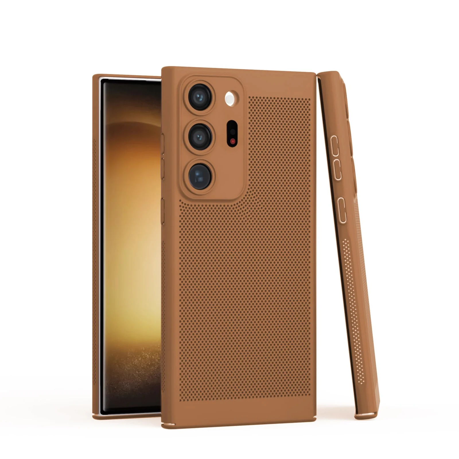 DL3 Mobilak PC Protective Case for Samsung Galaxy S25 Ultra with Camera Protection and Shockproof Design - Brown