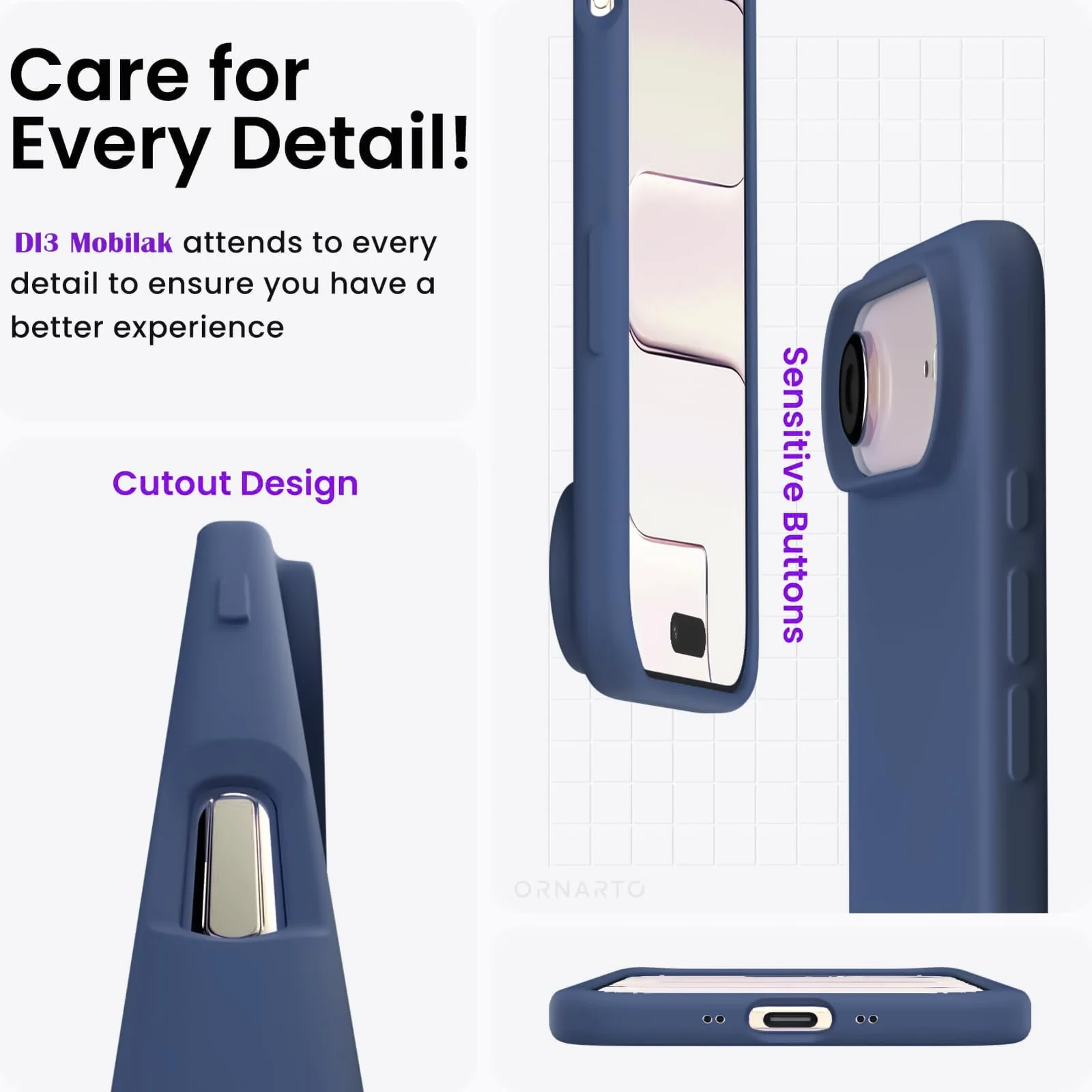DL3 Mobilak Liquid Silicone Protective Case for iPhone 17 Air 6.5-Inch with Microfiber Lining and Shockproof Design - Blue