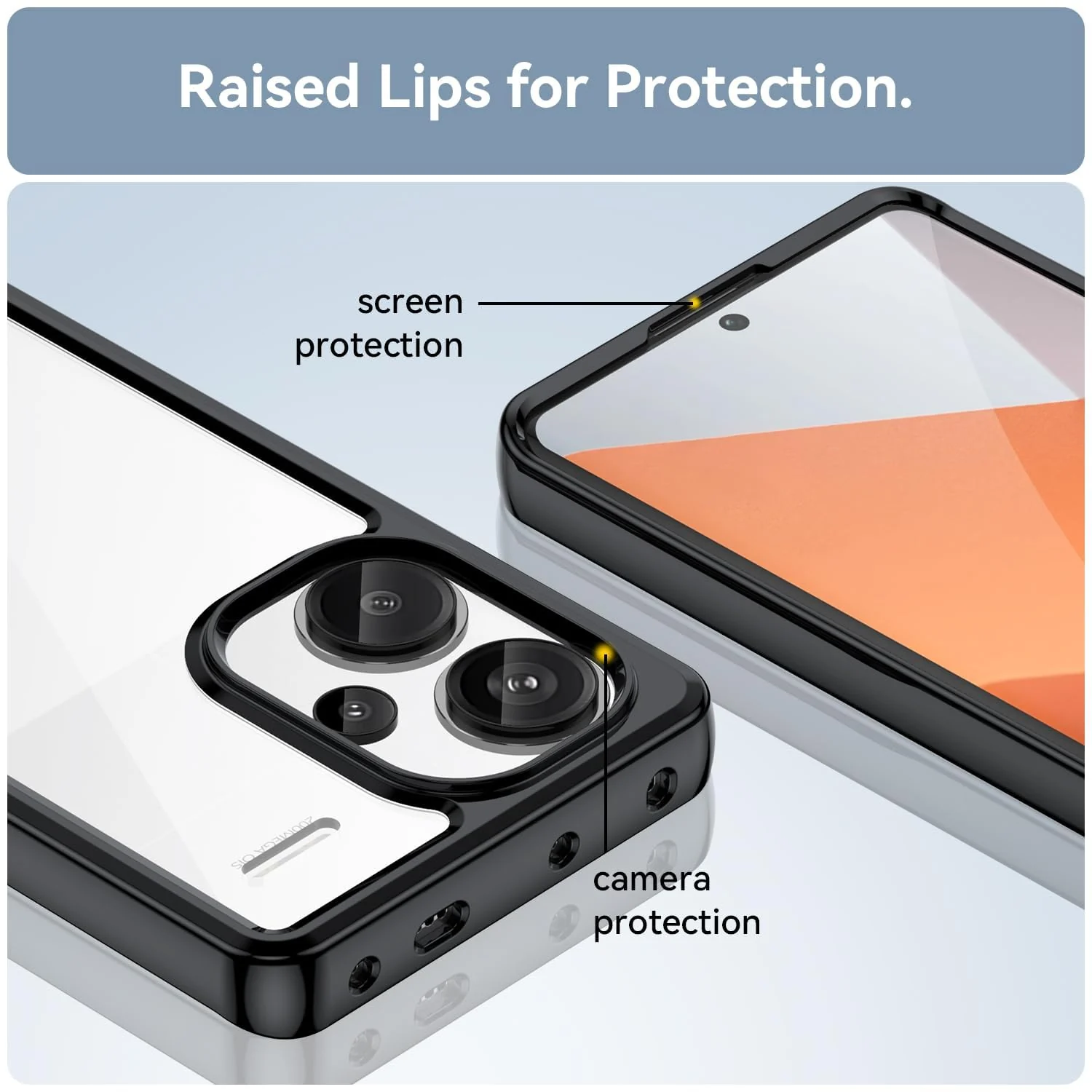 DL3 Mobilak Clear Protective Case for Xiaomi Redmi Note 13 Pro Plus 5G - Black