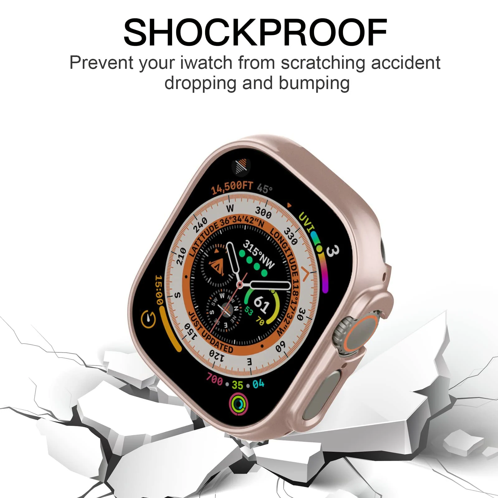 DL3 Mobilak Compatible For Apple Watch Ultra Case 49mm, Shockproof Ultra-Thin Hard PC Bumper Case All-Around Edge Protective Cover Frame[NO Screen Protector] for iWatch Accessories - A. Rose Gold