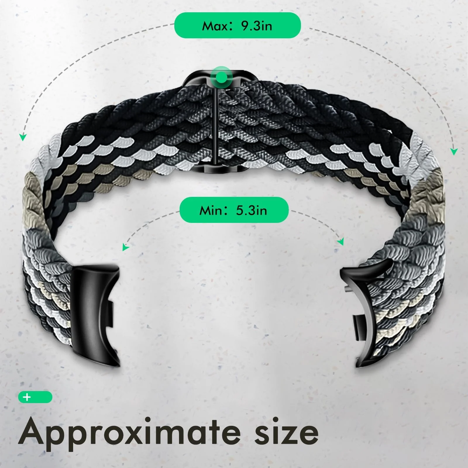 DL3 Mobilak Compatible with Xiaomi Mi Band 10/9/8 strap, Braided Solo Loop for Nylon Elastic Adjustable Replacement Wristband Compatible with Xiaomi Smart Band 8/9/10 - Colorful Black