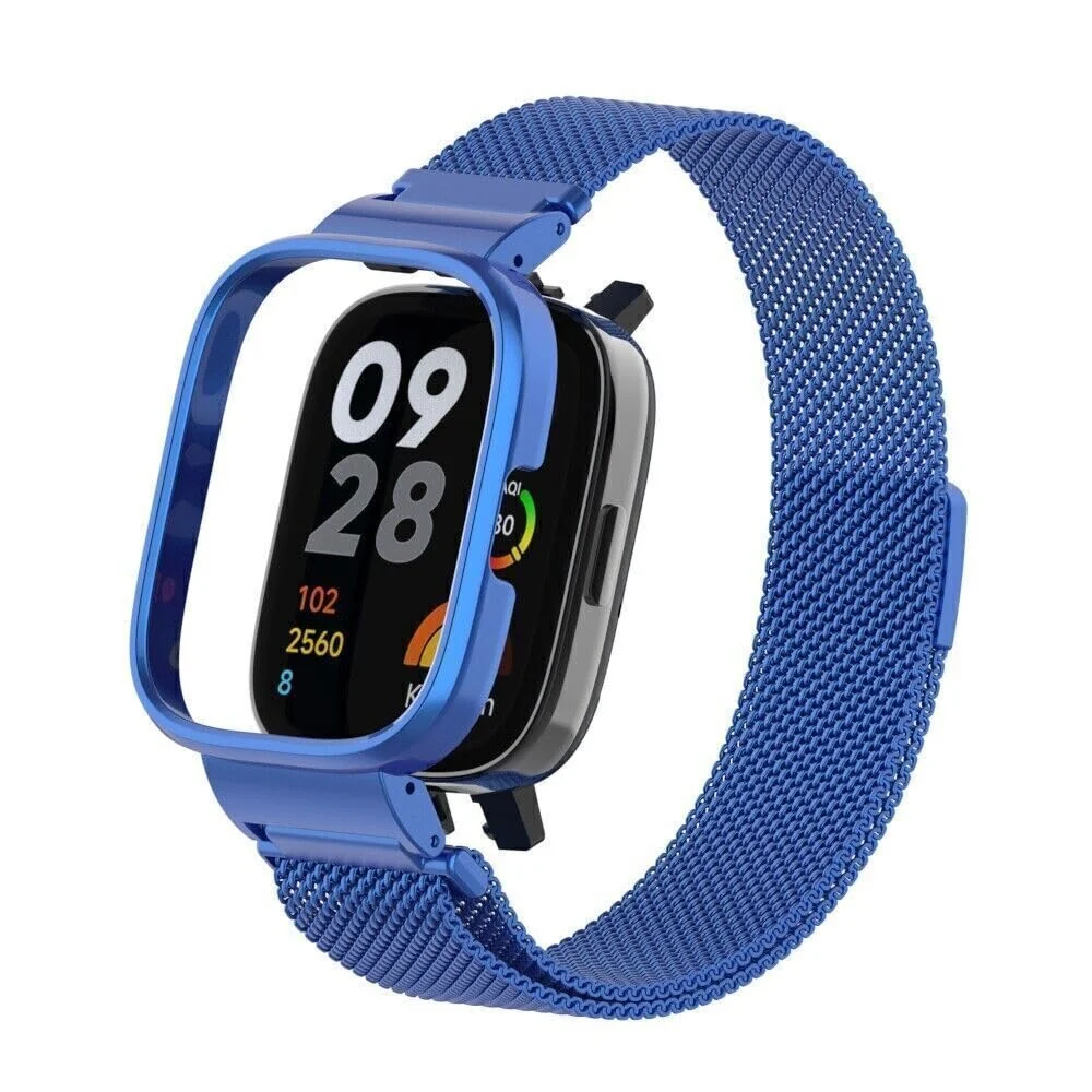 DL3 Mobilak Strap Compatible with Xiaomi Redmi Watch 3 (Not Fit Watch 3 Active), Magnetic Metal Stainless Steel Adjustable Wristbands Breathable Watch Bands for Xiaomi Redmi Watch 3 - Blue