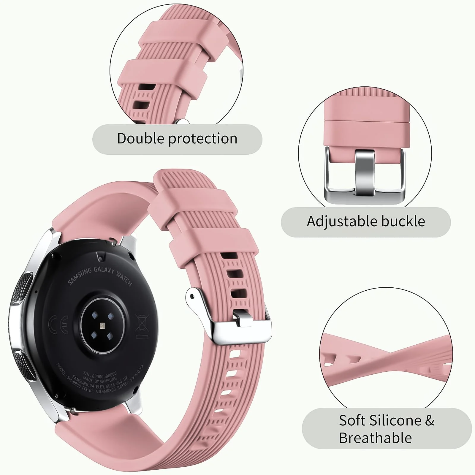 DL3 Mobilak Silicone Sport Band 22MM Strap Compatible with Samsung Galaxy Watch 3 45mm/Watch 46mm/Gear S3/Huawei watch GT4 46MM/GT3 46MM/GT2E/GT2 Pro/GT GT2 46MM/Amaz-fit GTR 4/3/3Pro/2/2e (A. ) - A.Pink