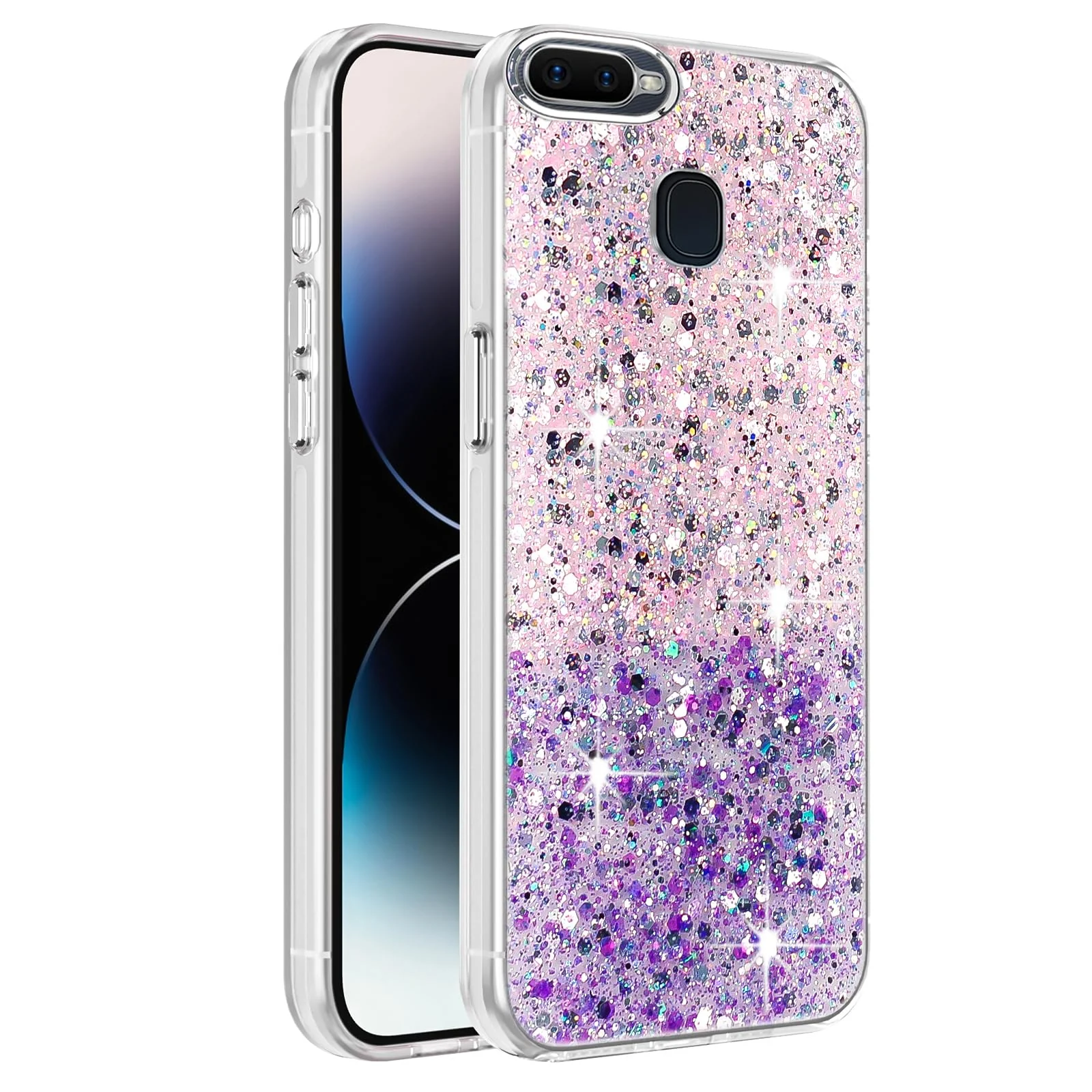 OPPO F9 / F9 Pro / A5 / A5S / A12 / A7 — DL3 Mobilak Glitter Protective Case with Camera Protection for OPPO F9 / F9 Pro / A5 / A5S / A12 / A7