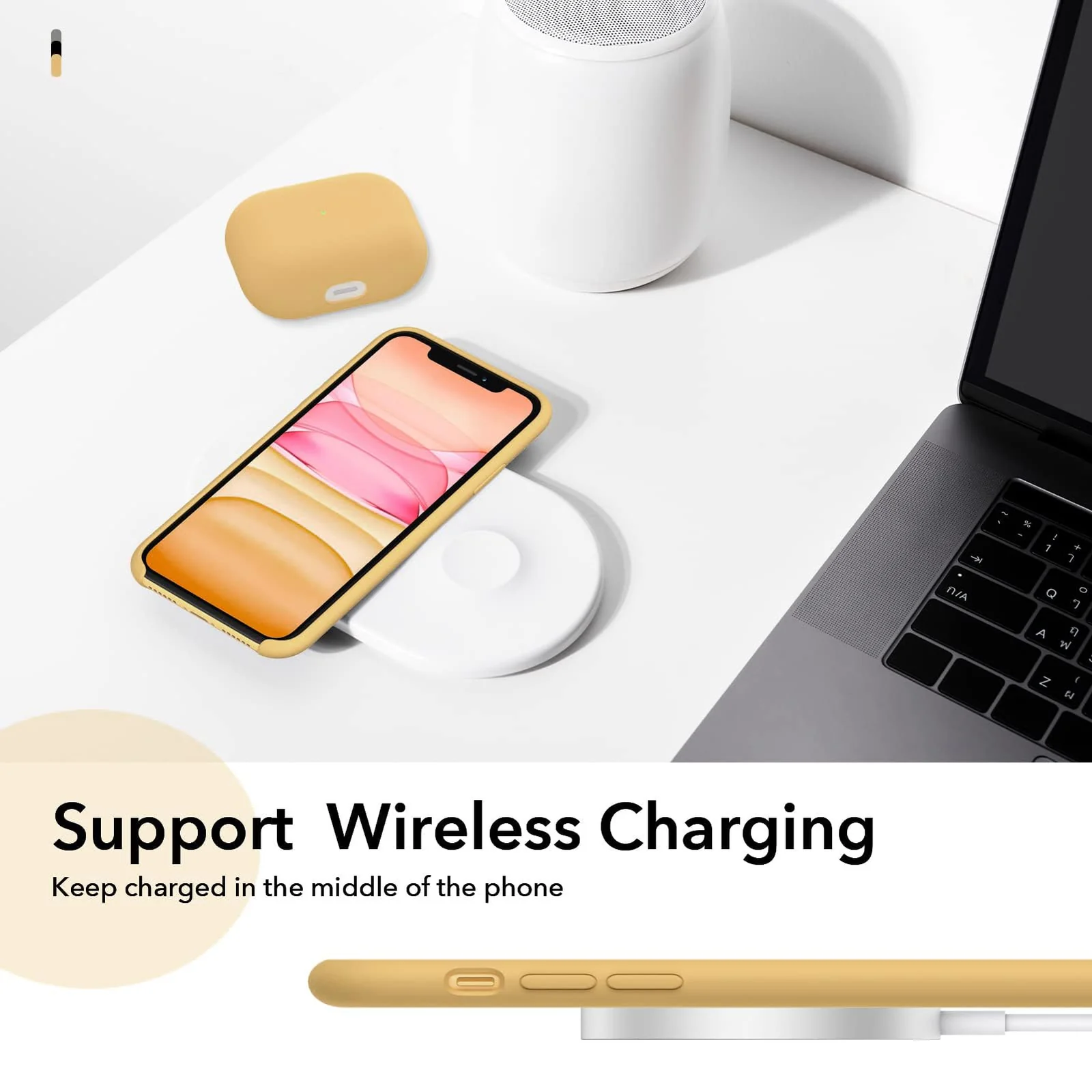 DL3 Mobilak Liquid Silicone Protective Case for iPhone 11 (6.1 Inch) with Camera Protection and Microfiber Lining - Honey Yellow