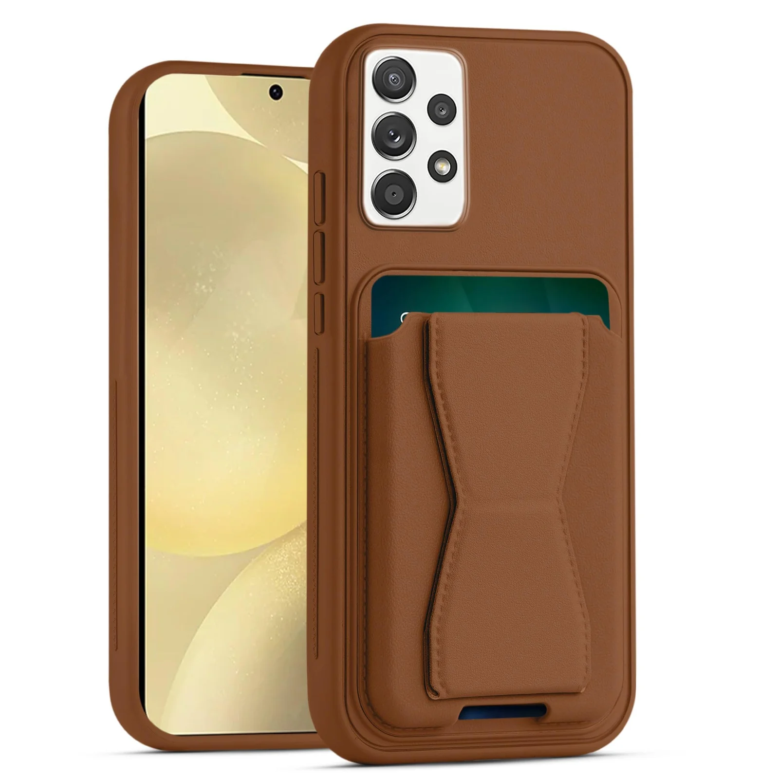 DL3 Mobilak Leather Wallet Case with Card Slot for Samsung Galaxy A72 with Camera Protection and Shockproof Design - Brown