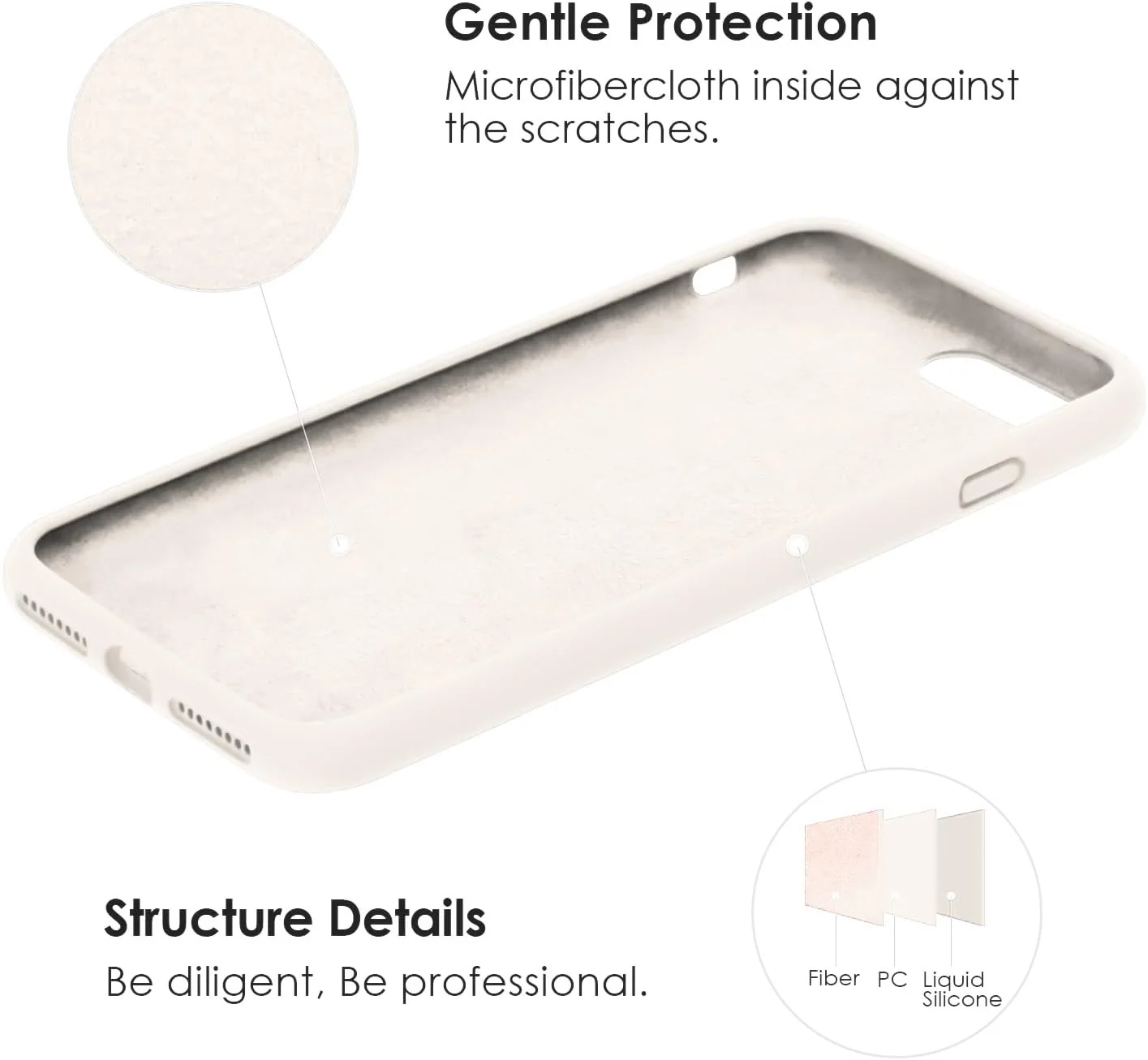 DL3 Mobilak Liquid Silicone Protective Case for iPhone SE 2022, SE 2020, iPhone 7, iPhone 8 with Camera Protection and Microfiber Lining - Cream