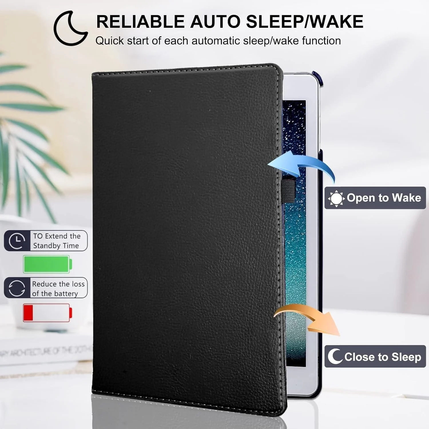 DL3 Mobilak Protective Cover for iPad 9.7 2018 2017 / iPad Air 2 / iPad Air, 360° Rotatable Smart Stand, Leather Folio Flip Cover with Multi-Angle Viewing, Auto Wake Sleep - Black