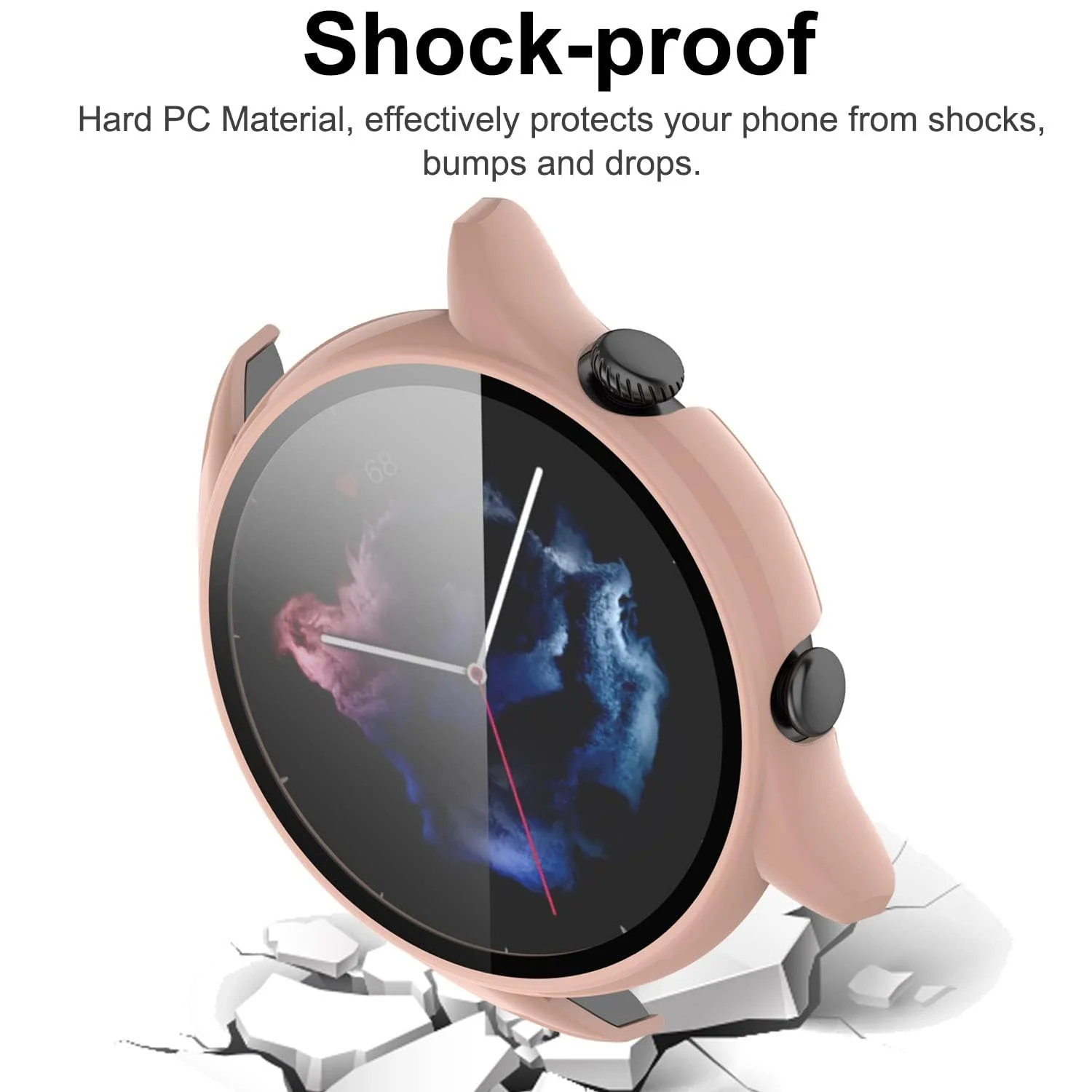 DL3 Mobilak Protective Case Compatible with Amazfit GTR 2 / GTR 2e 9H Hardness PC Case Bumper Full Slim Protective Cover with Tempered Glass For Amazfit GTR2 / GTR 2e - Pink