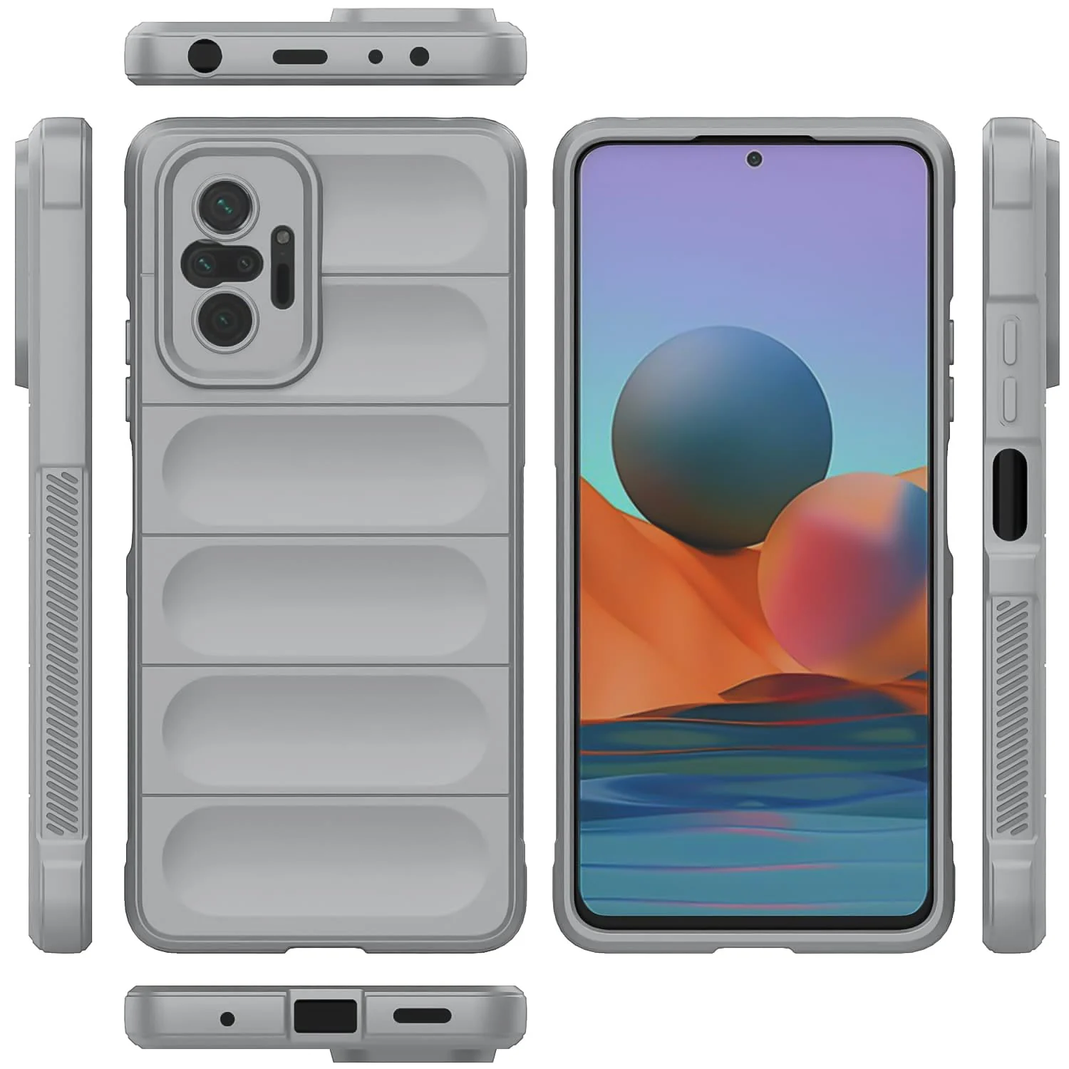 DL3 Mobilak Flexible Silicone and TPU Protective Case with Camera Protection for Xiaomi Redmi Note 10 Pro / Note 10 Pro Max - Gray