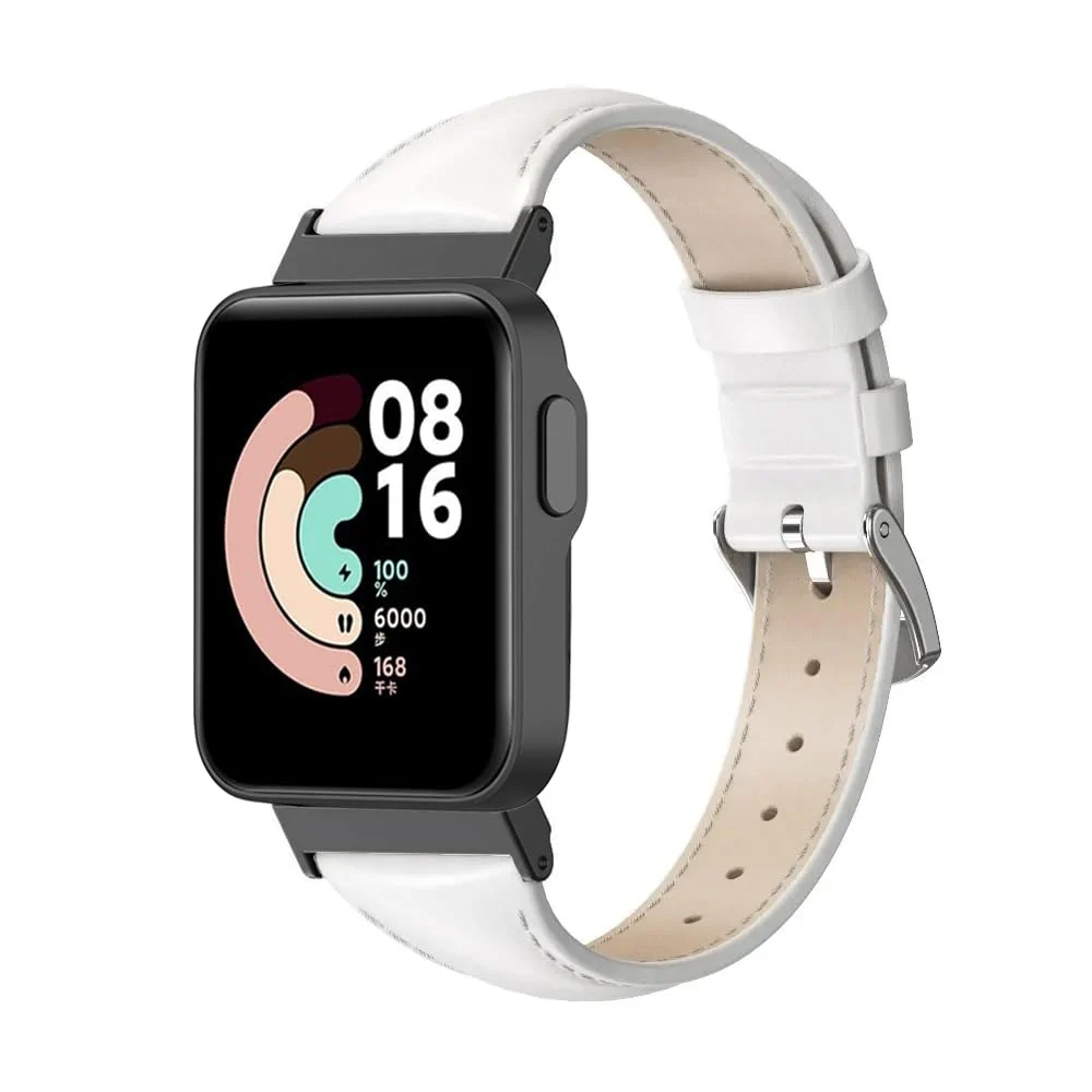 DL3 Mobilak Vintage Leather Strap Compatible with Xiaomi Mi Watch Lite/Redmi Watch, Metal Buckle Breathable Replacement Strap, Men Women Replacement Soft Watch Straps - White Black