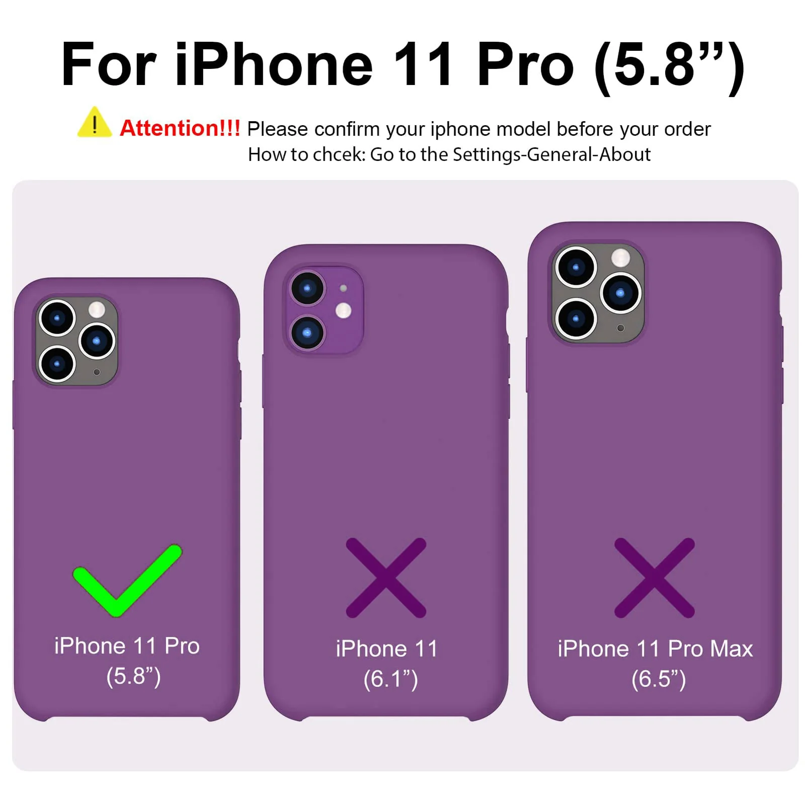 DL3 Mobilak Liquid Silicone Protective Case for iPhone 11 Pro (5.8 Inch) with Camera Protection and Microfiber Lining - Violet