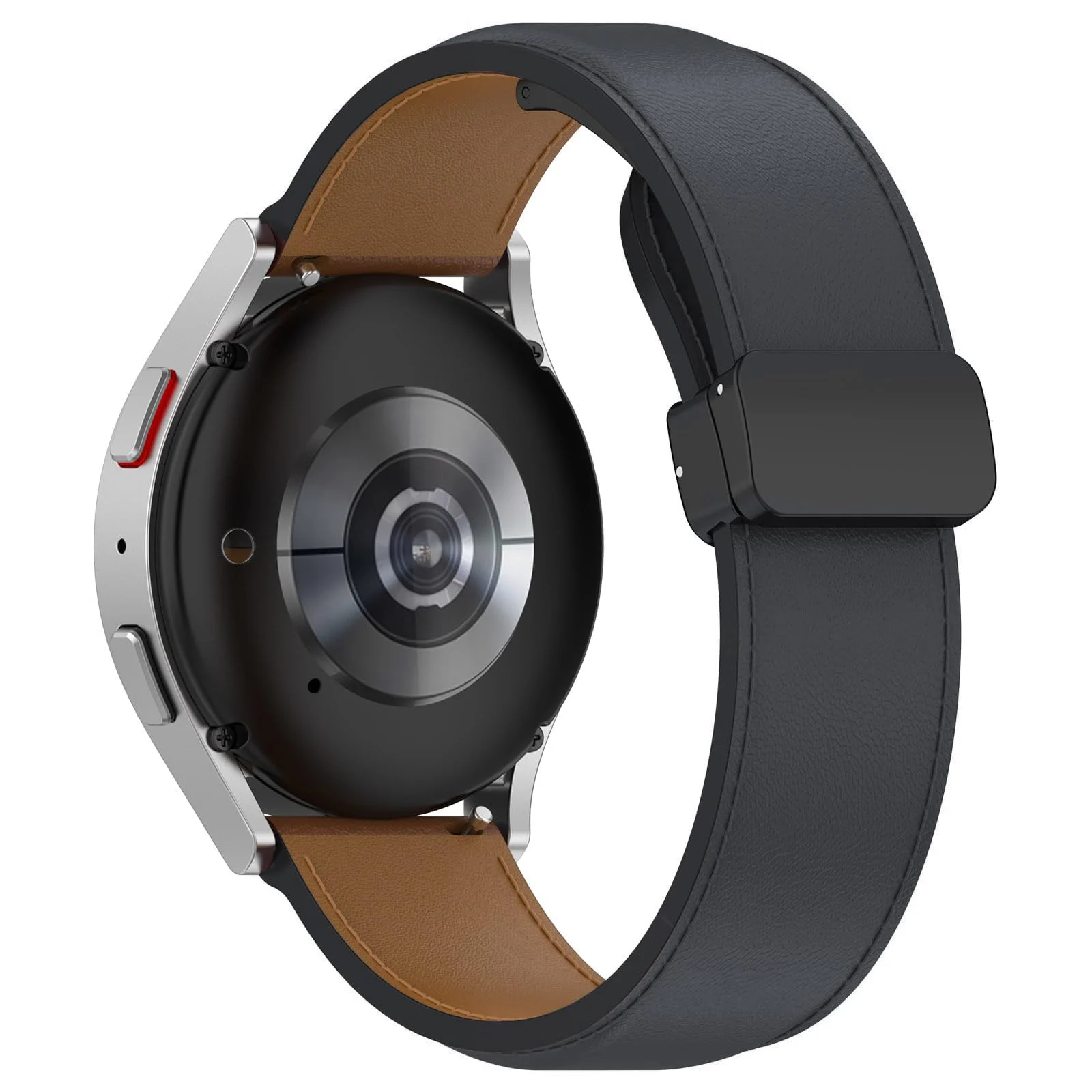 DL3 Mobilak Leather Bands 20MM Compatible with Samsung Gear Sport/Watch 6/5/4 40mm 44mm/Watch 6 Classic 43mm 47mm/ 5 Pro 45mm/S2 classic, Leather Magnetic Buckle Design Strap For active2 - Dark Gray